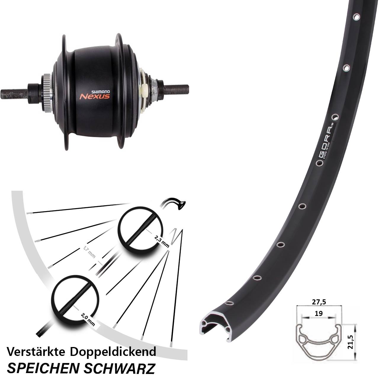 28-29 Zoll Gora 19 Disc 8-Gang Hinterrad