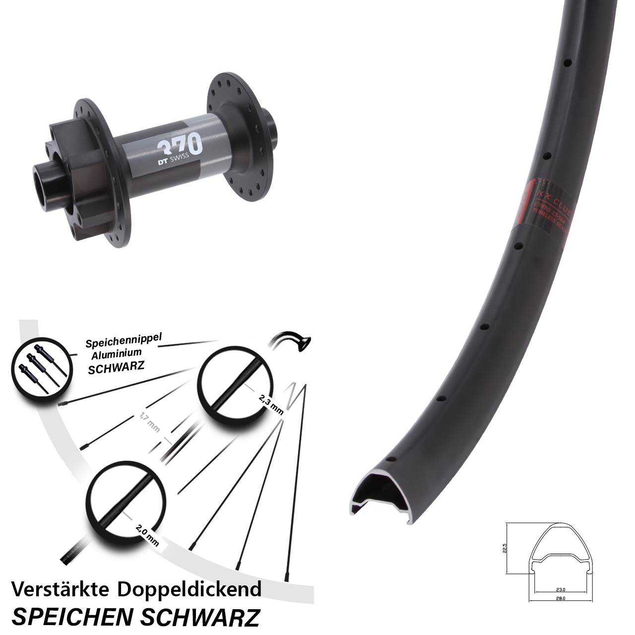Boost Vorderrad 6-Loch 15x110 29 Zoll KX Clue DT Swiss 370