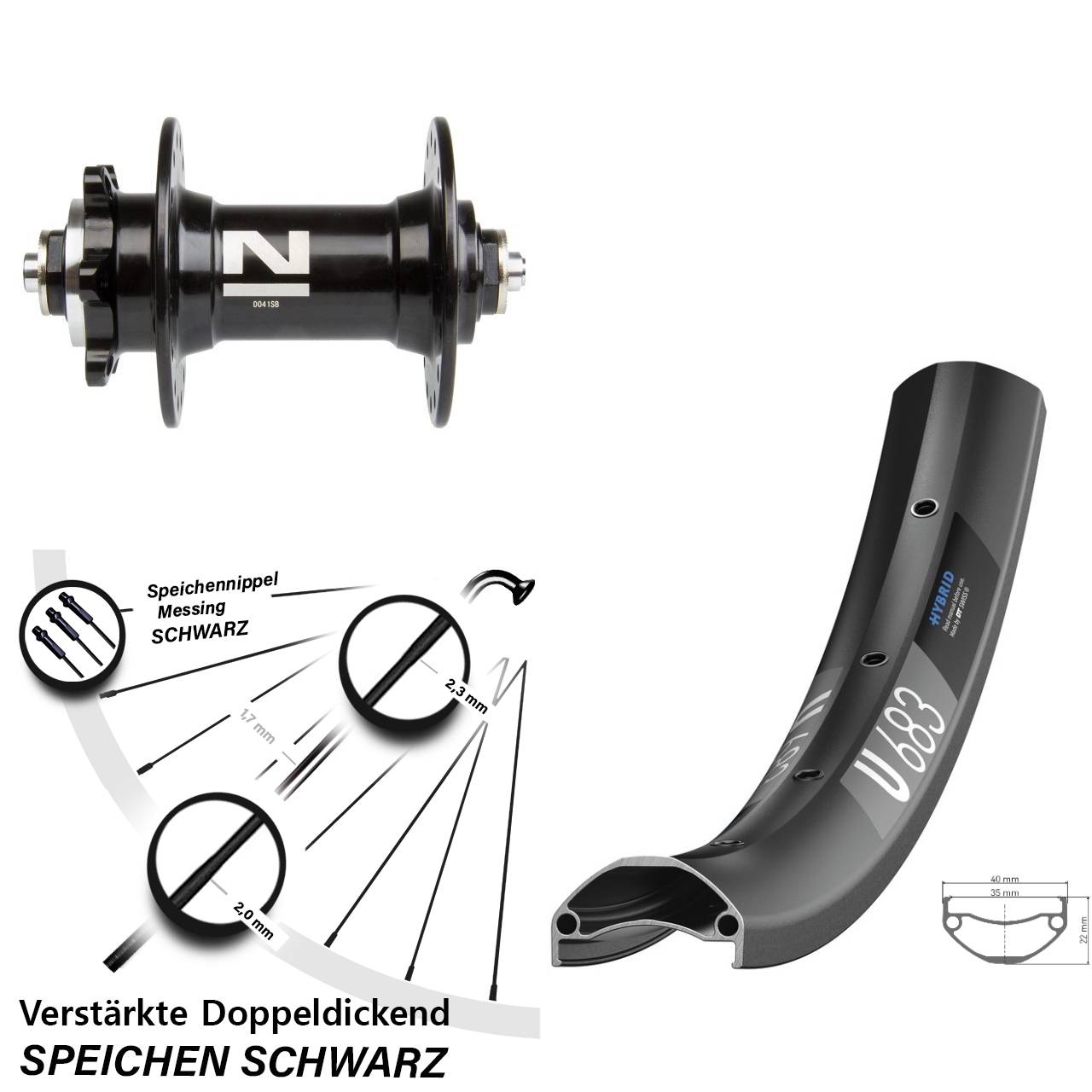 Vorderrad 6-Loch QR 27,5 Zoll DT Swiss U683 Novatec D041