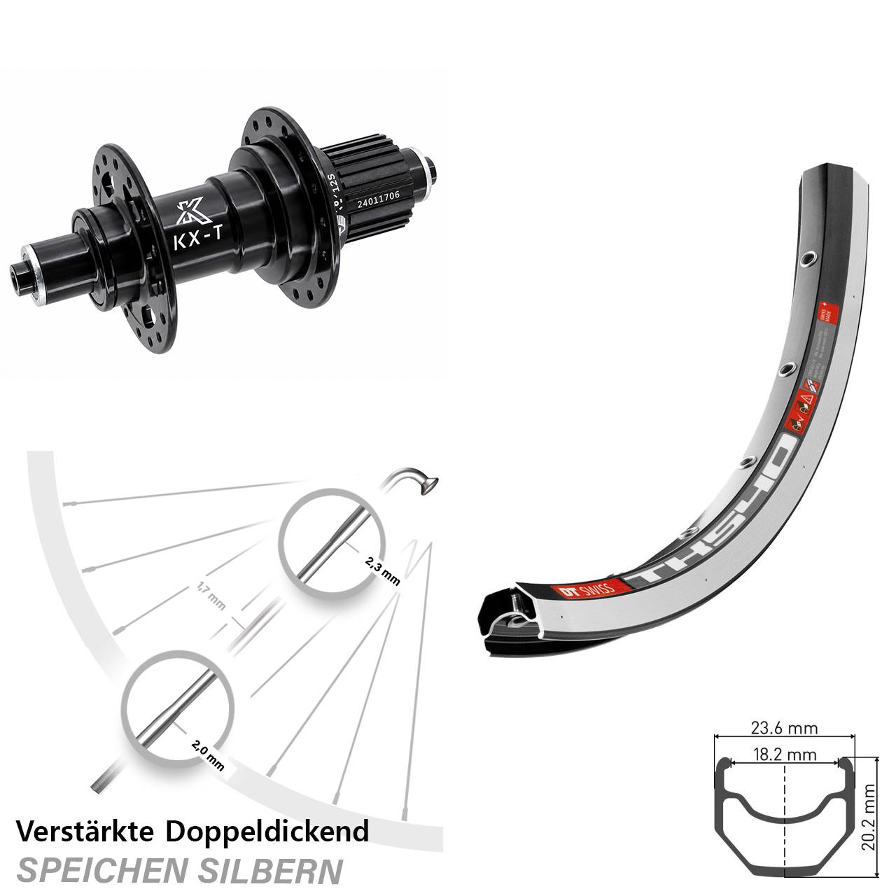 Hinterrad 28 Zoll DT Swiss TK540 KX-T Shimano Micro Spline für Schnellspanner