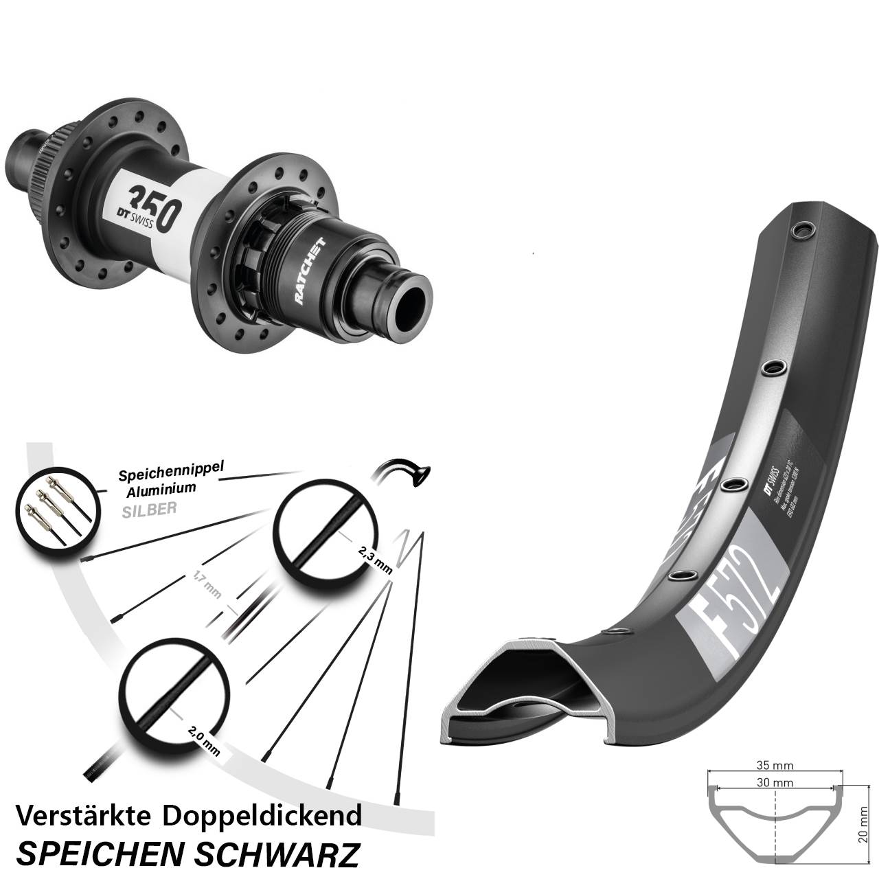 DT Swiss F 572 350 SRAM XD Centerlock 29 Zoll Disc Laufrad 12x142 11-12 fach