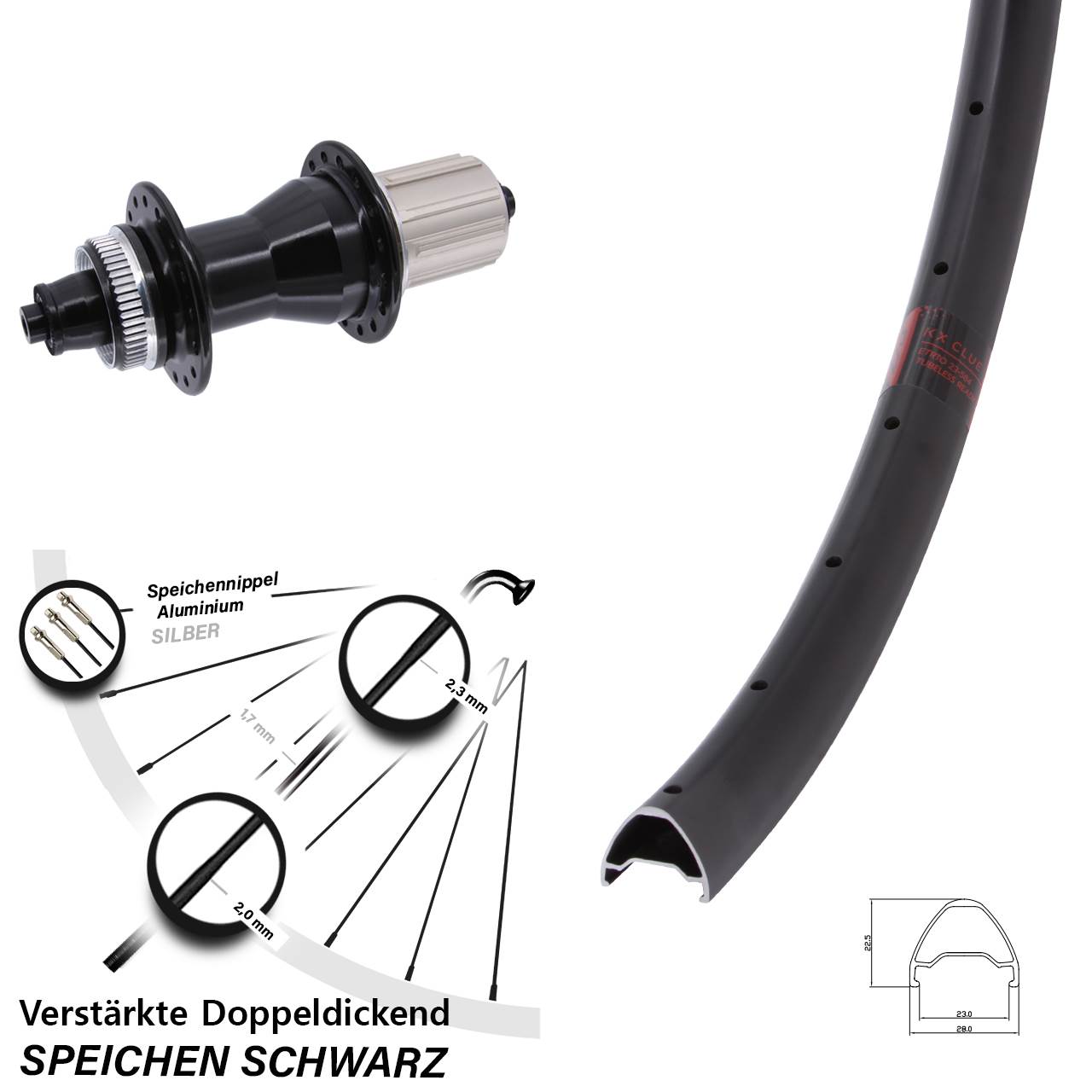 Hinterrad Centerlock 28-29 Zoll KX Clue Novatec CL135 8-12 fach HG für Schnellspanner