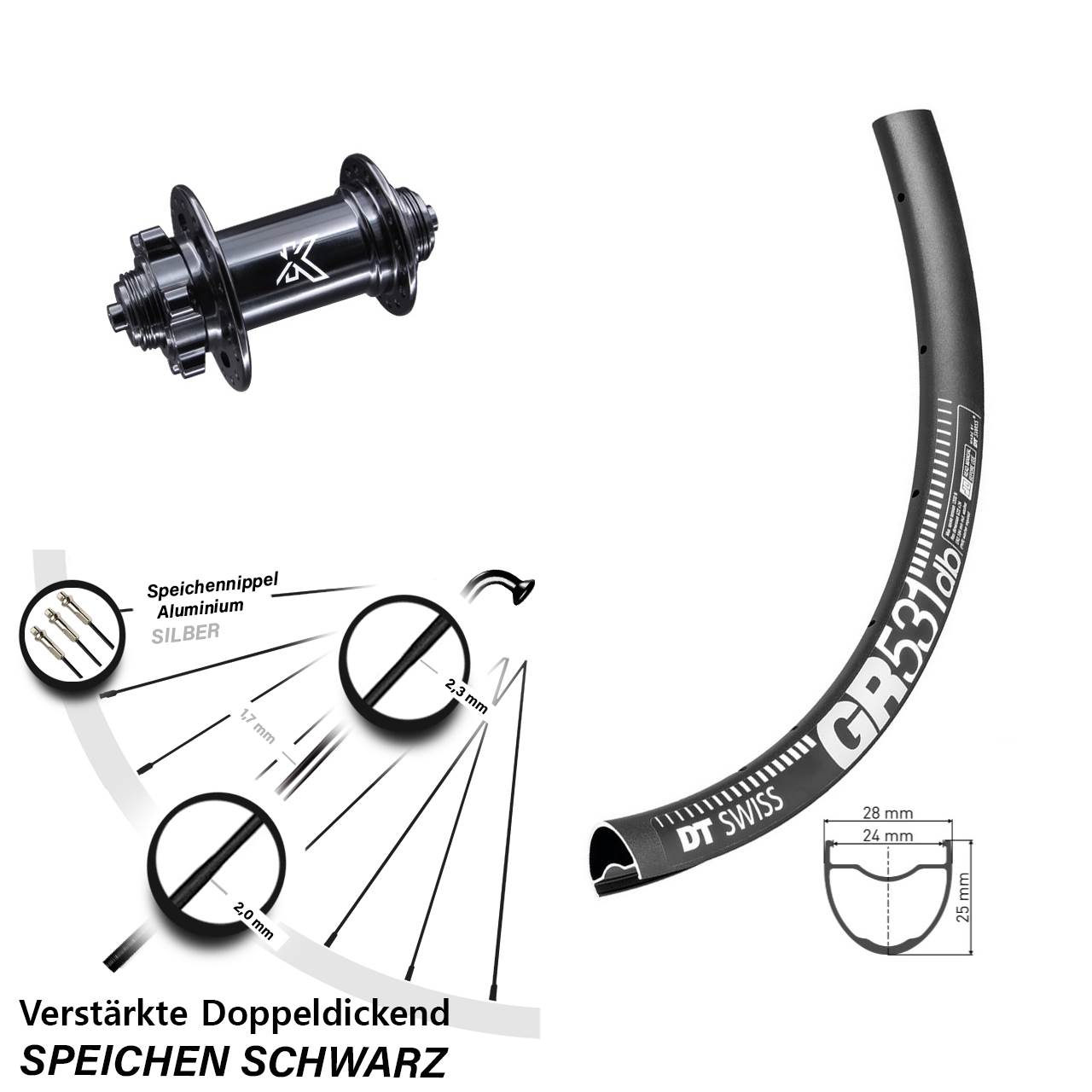Disc Laufrad QR 29 Zoll DT Swiss GR 531 KX-M