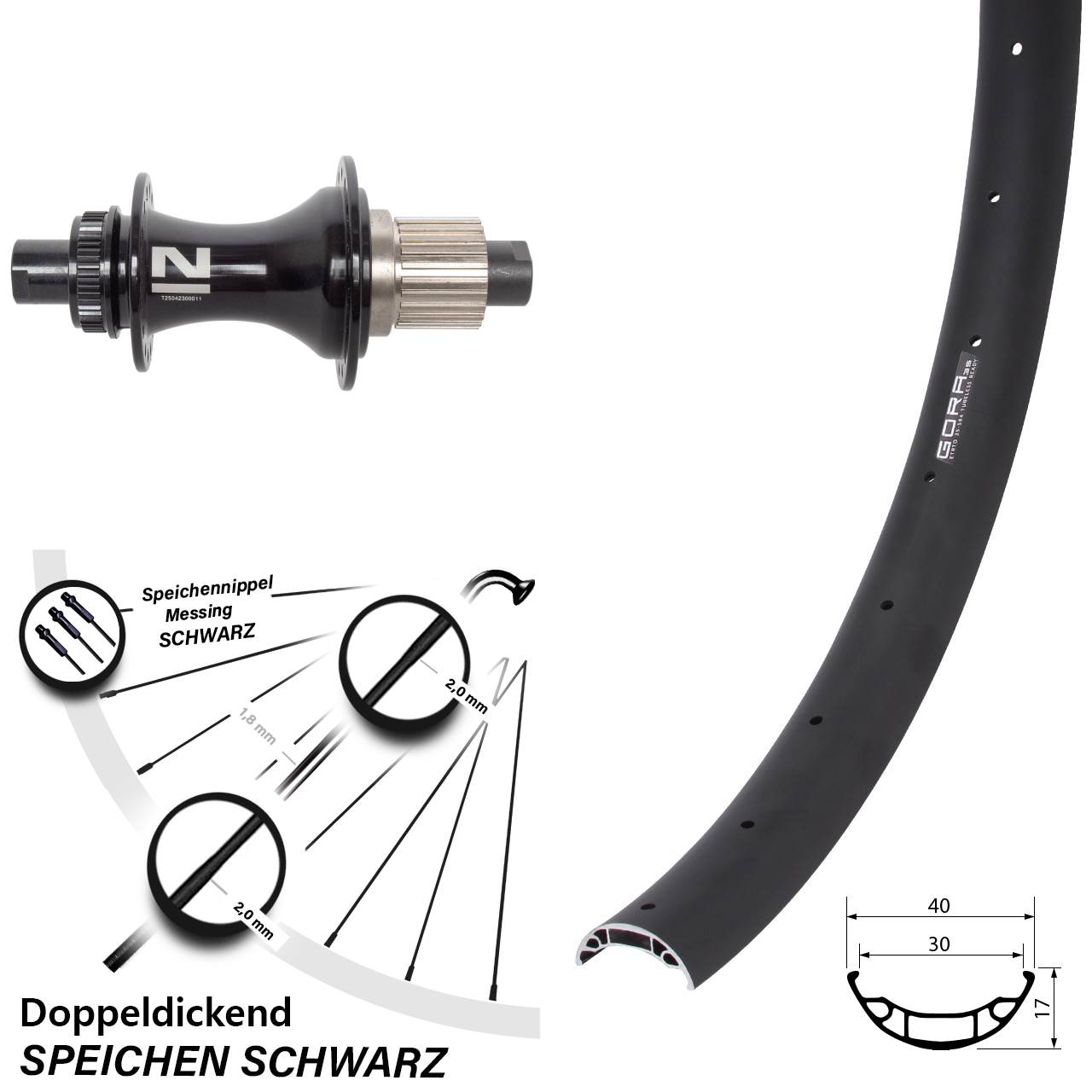 Gora 35 Novatec D462SB 27,5 Zoll Centerlock Hinterrad 12x148 Shimano Micro Spline