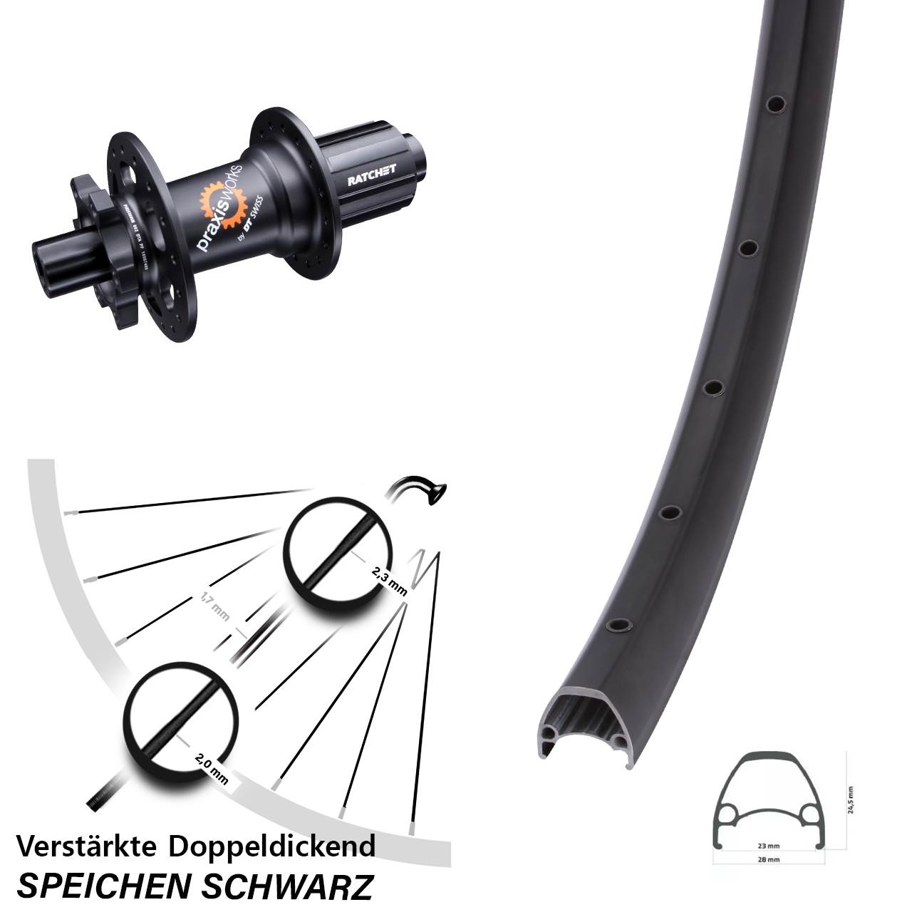 Ambrosio Sport DT Swiss 350 28 Zoll Disc Laufrad 12x142 8-11 fach
