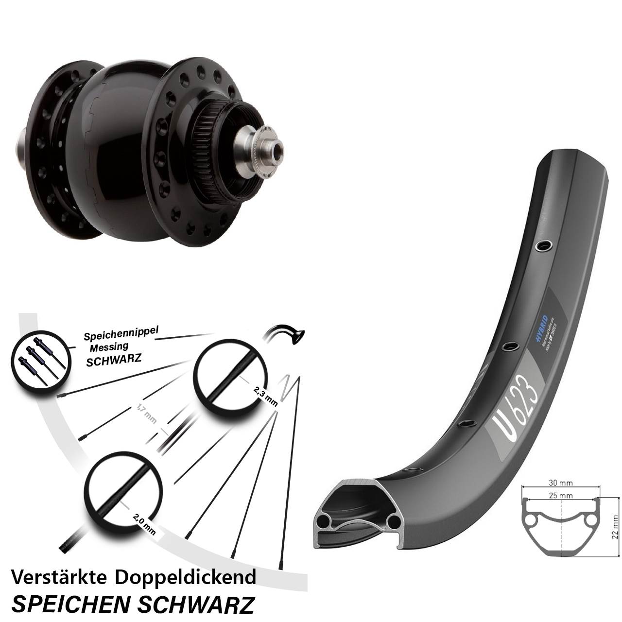 SON 28 Disc Centerlock schwarz eloxiert DT Swiss U 623 29 Zoll Vorderrad