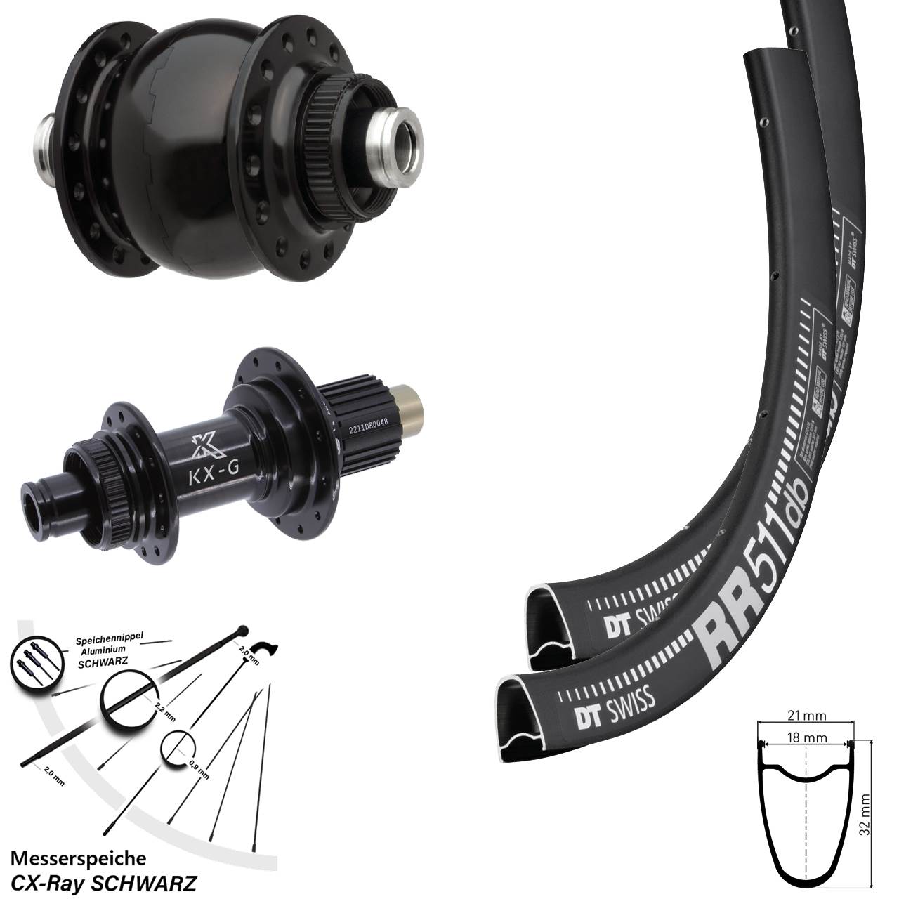 Disc Laufrad-Satz 12x100/142 28 Zoll DT Swiss RR511 KX-G SON Shimano Micro Spline CX-Ray