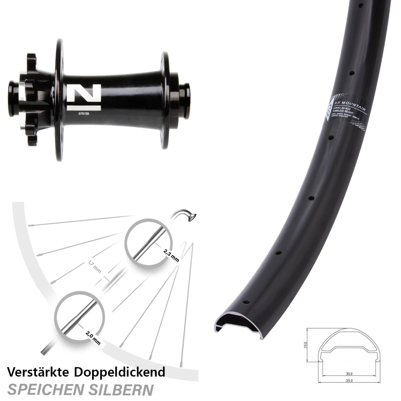Vorderrad 6-Loch 29 Zoll KX Mountain TR Novatec D791 15x100