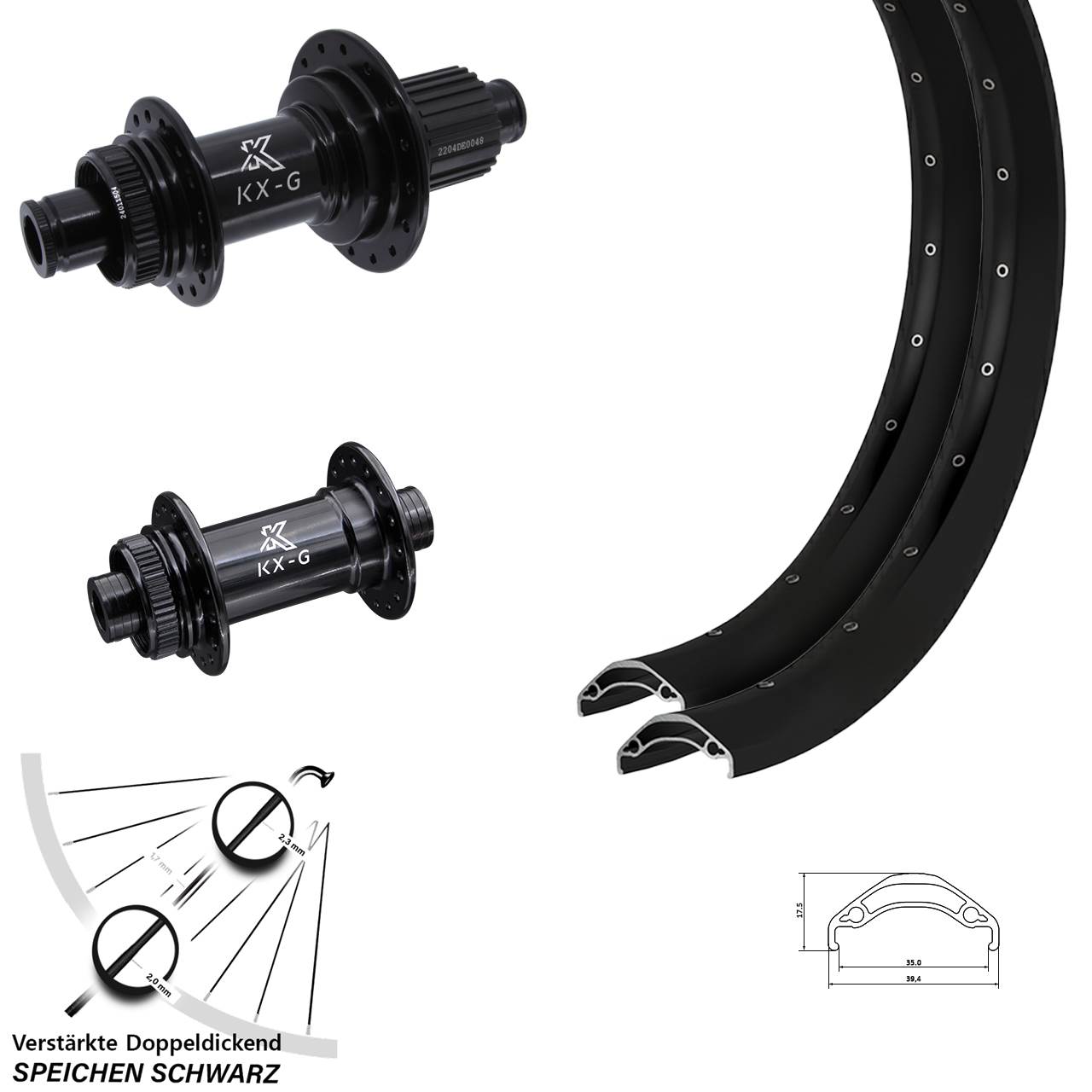 29 Zoll Ryde Disc 35 KX-GS Heavy Duty Laufrad-Satz 15x100 12x142 Micro Spline