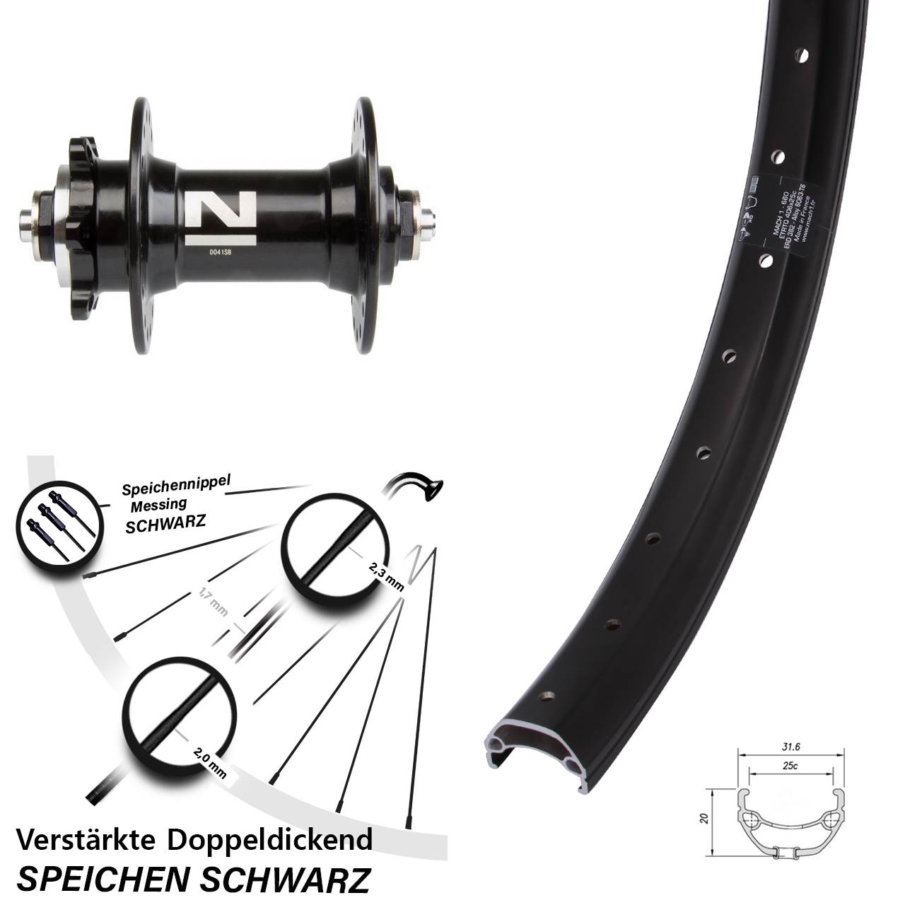 Mach1 Kargo Novatec D-041 20 Zoll Disc Laufrad QR