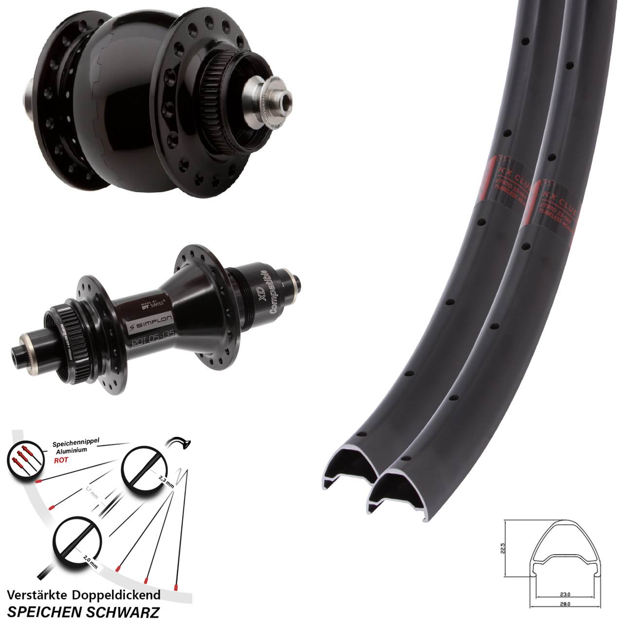 Laufradsatz Centerlock 27,5 Zoll KX Clue DT Swiss 370 SONdelux SRAM XD für Schnellspanner