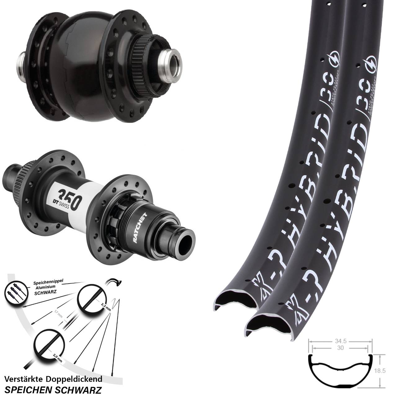 Laufradsatz Centerlock 29 Zoll KX-R Hybrid 30 DT Swiss 350 SONdelux XD 12x100/142