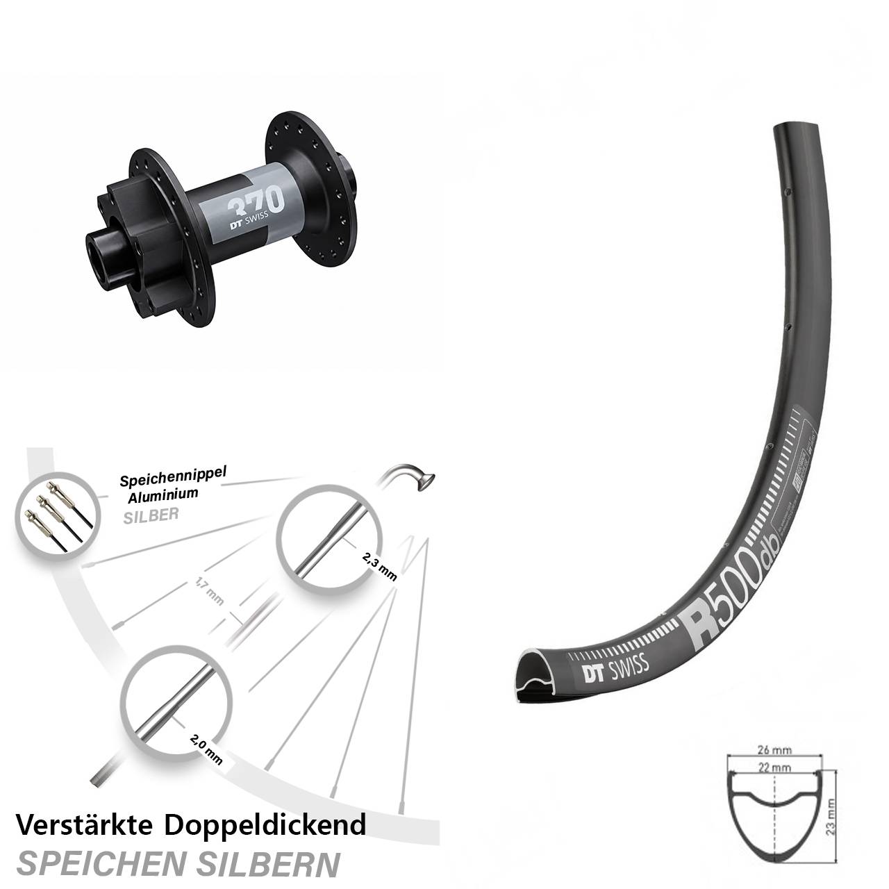 Disc Laufrad 12x100 28 Zoll DT Swiss R 500-370