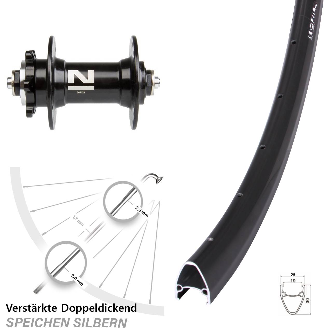 28 Zoll Gora Plus Novatec D041 Disc Laufrad QR