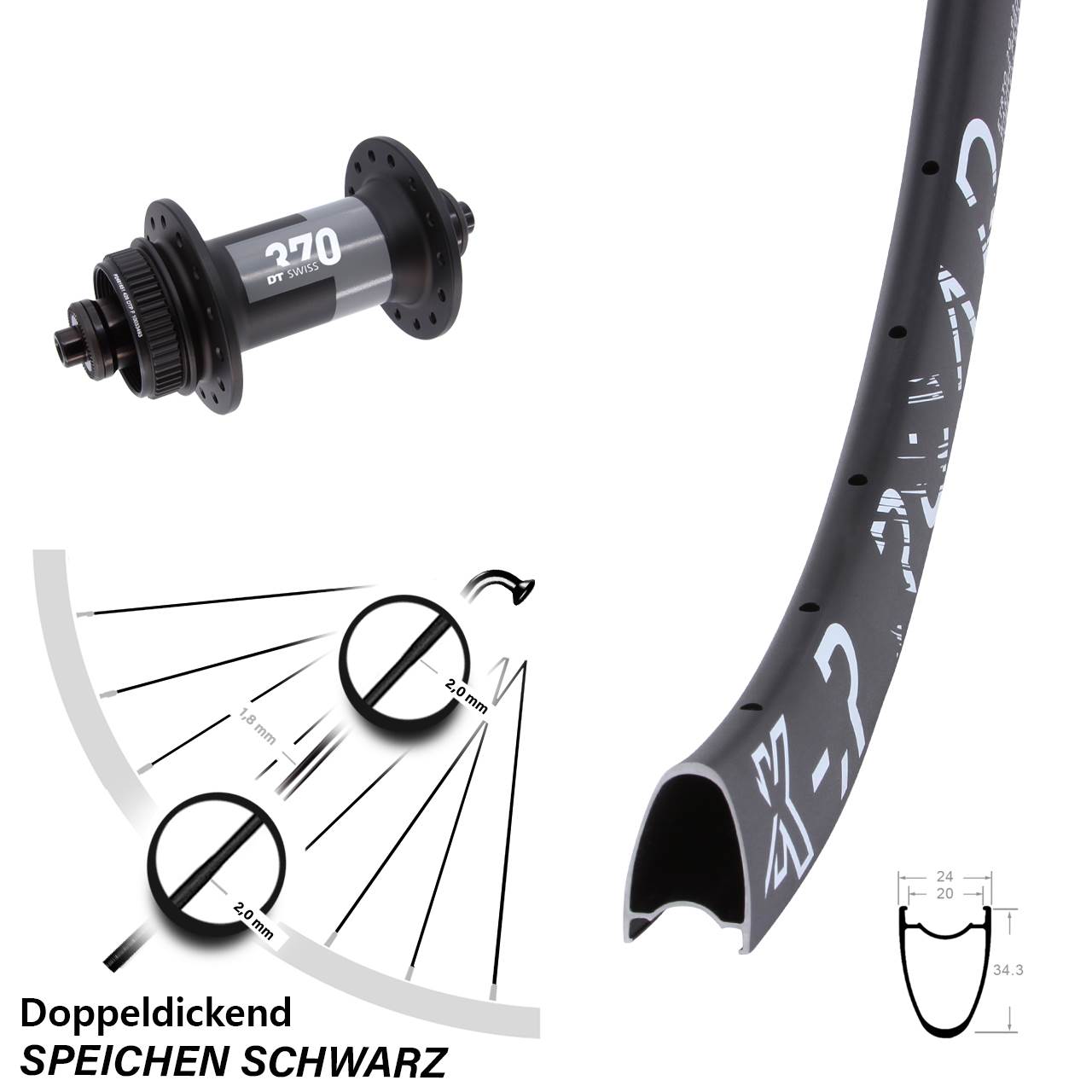 Disc Vorderrad QR 28 Zoll KX-R Road DT Swiss 370