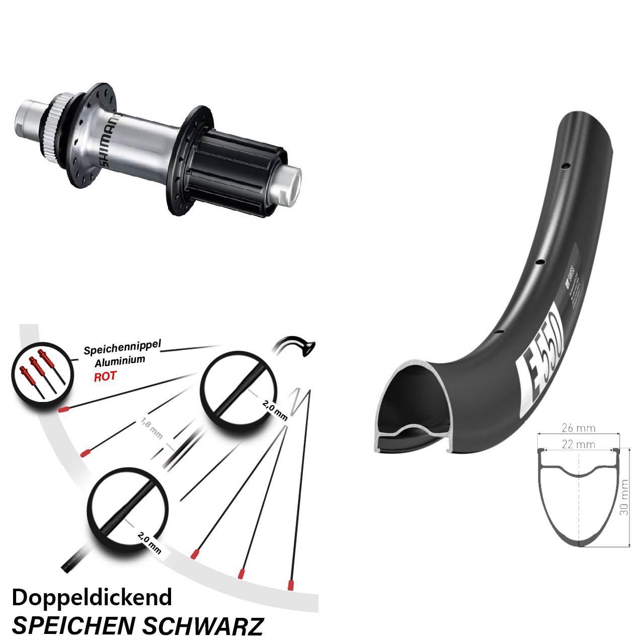 DT Swiss E 550 Shimano GRX 28 Zoll Disc Hinterrad 12x142 8-12 fach