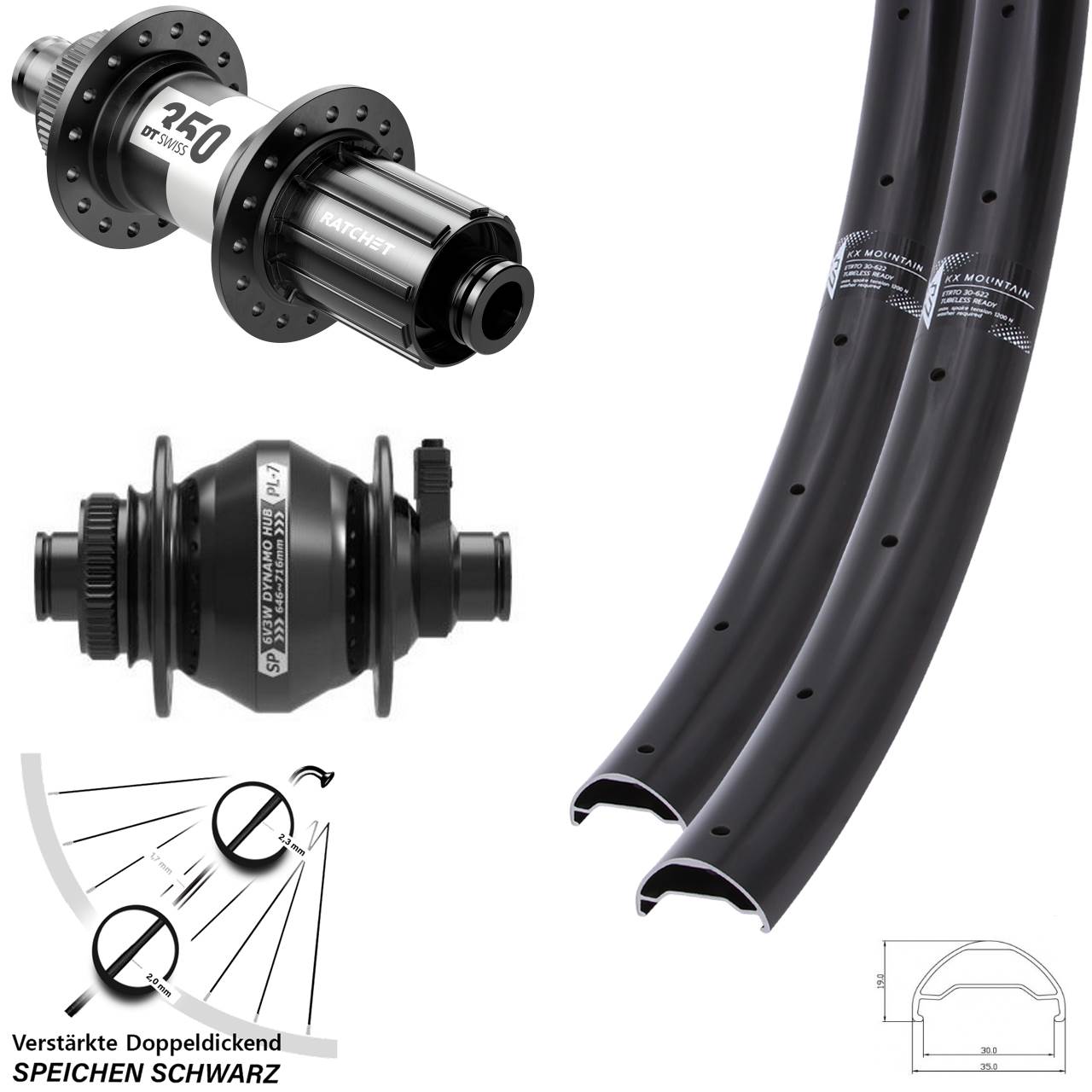 29 Zoll KX Mountain SP PL-7 DT Swiss 350 HG Centerlock Laufradsatz 12x100/142