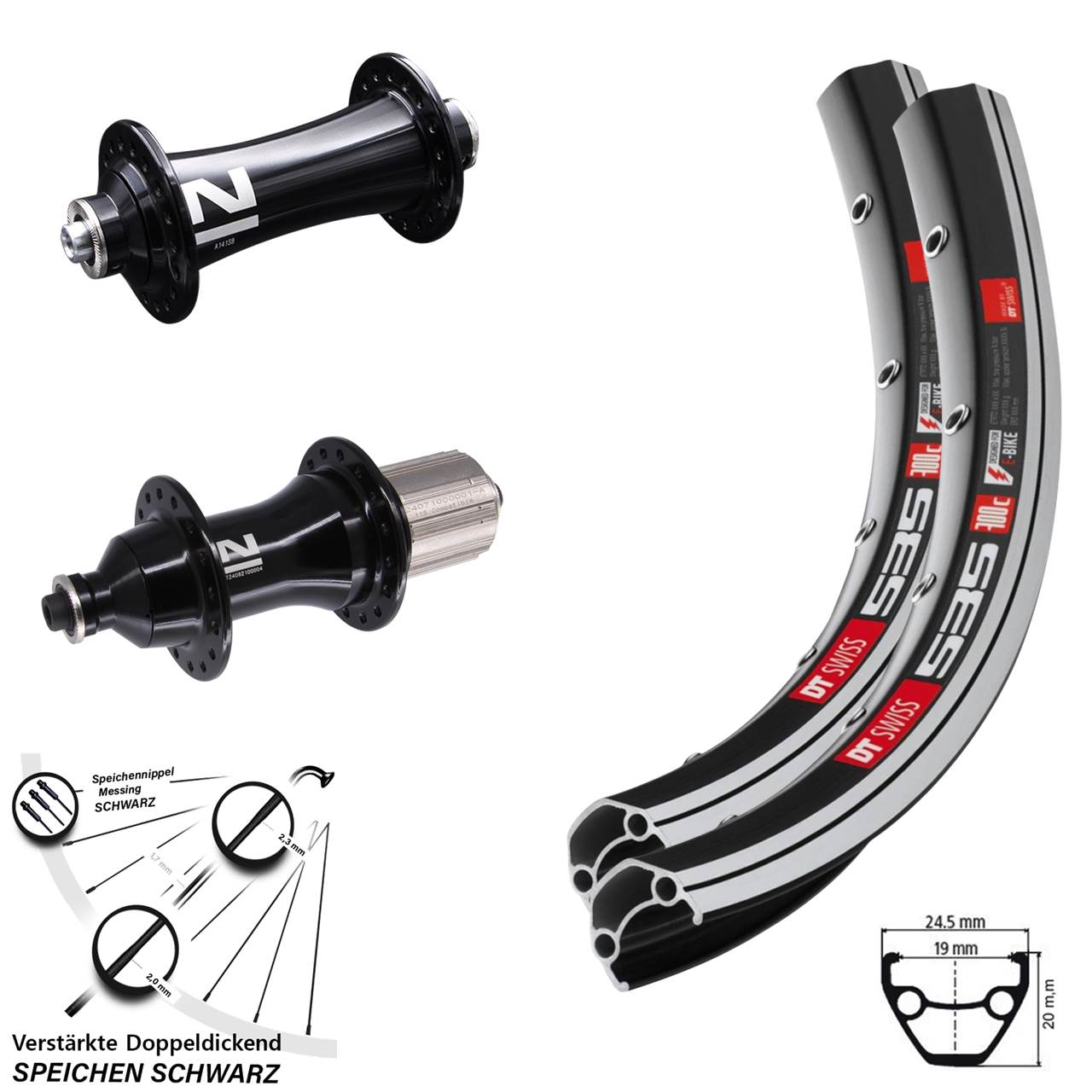 DT Swiss 535 Novatec A141 F162 Heavy Duty 26 Zoll Laufradsatz für Schnellspanner 8-12 fach