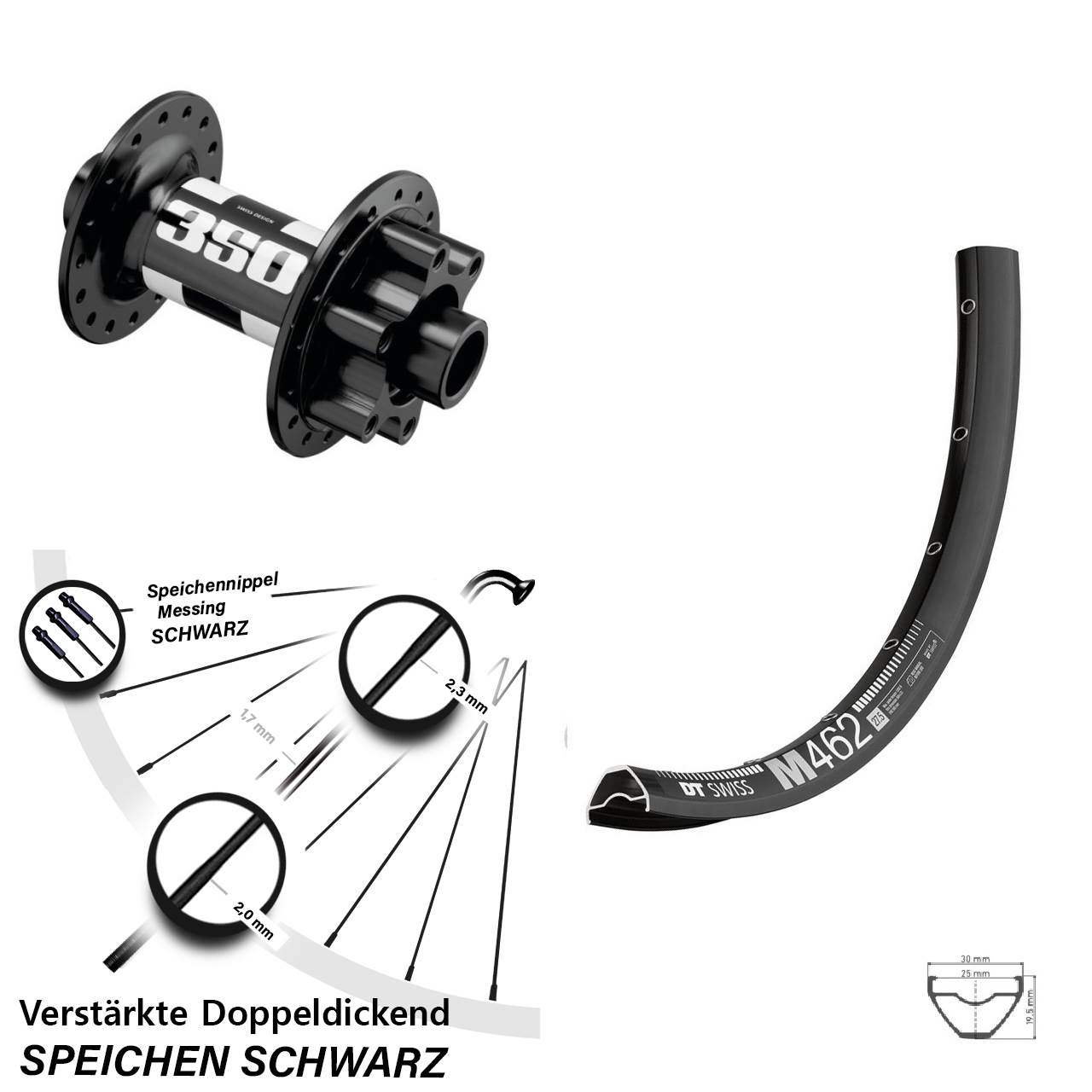 Boost Disc Vorderrad 15x110 27,5 Zoll DT Swiss M 462 DT Swiss 350