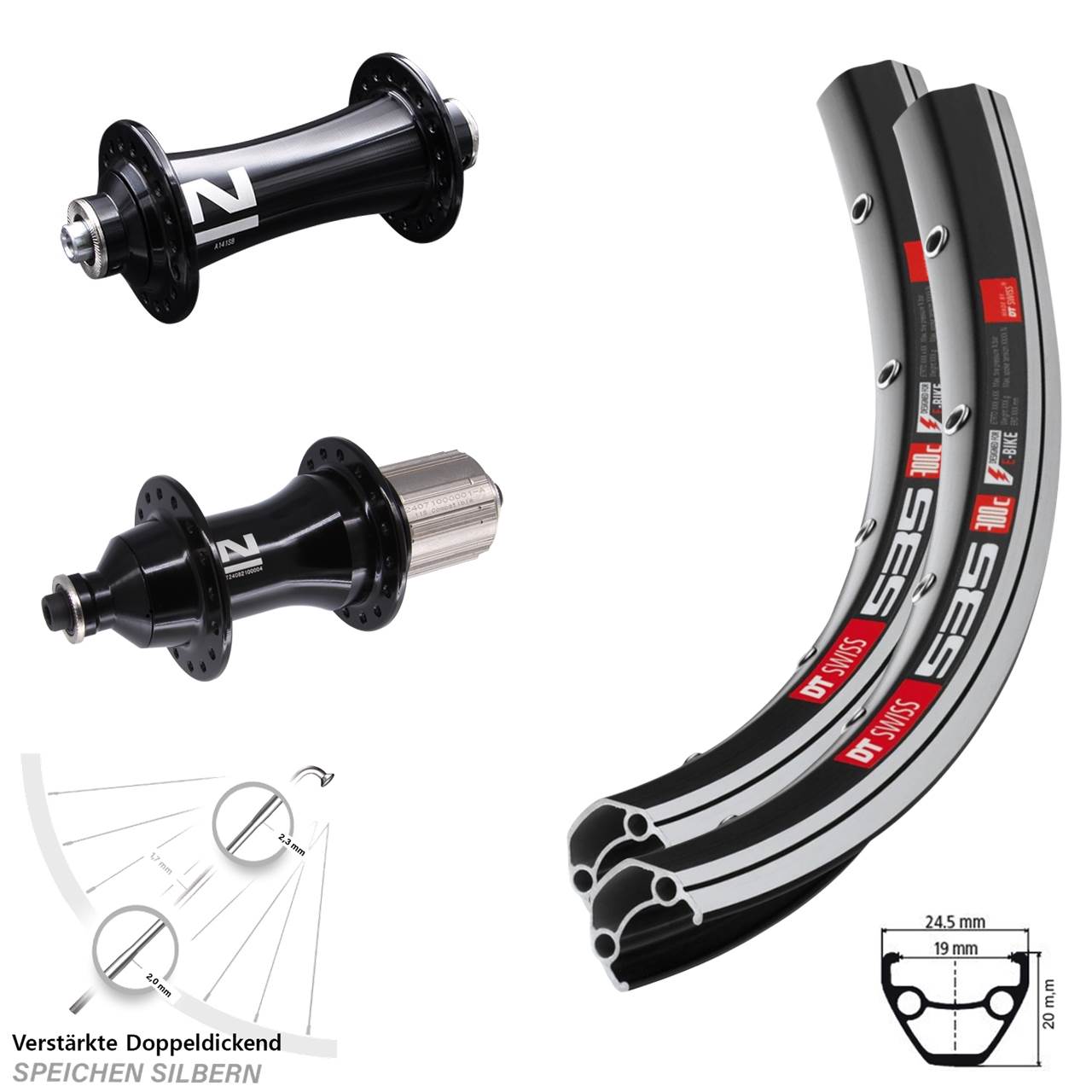 26 Zoll DT Swiss 535 Novatec A141SB F162 HD Laufradsatz QR 8-12 fach