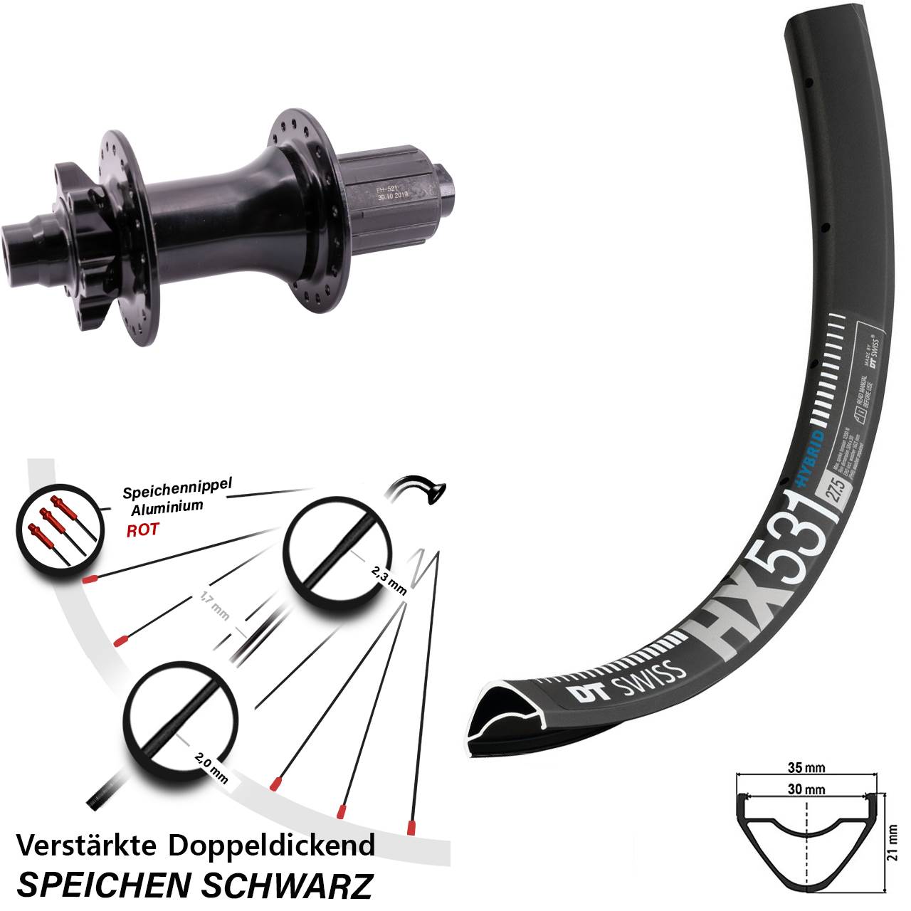 Boost Disc Hinterrad 12x148 29 Zoll DT Swiss HX531 Formula ECT-148S 8-11 fach