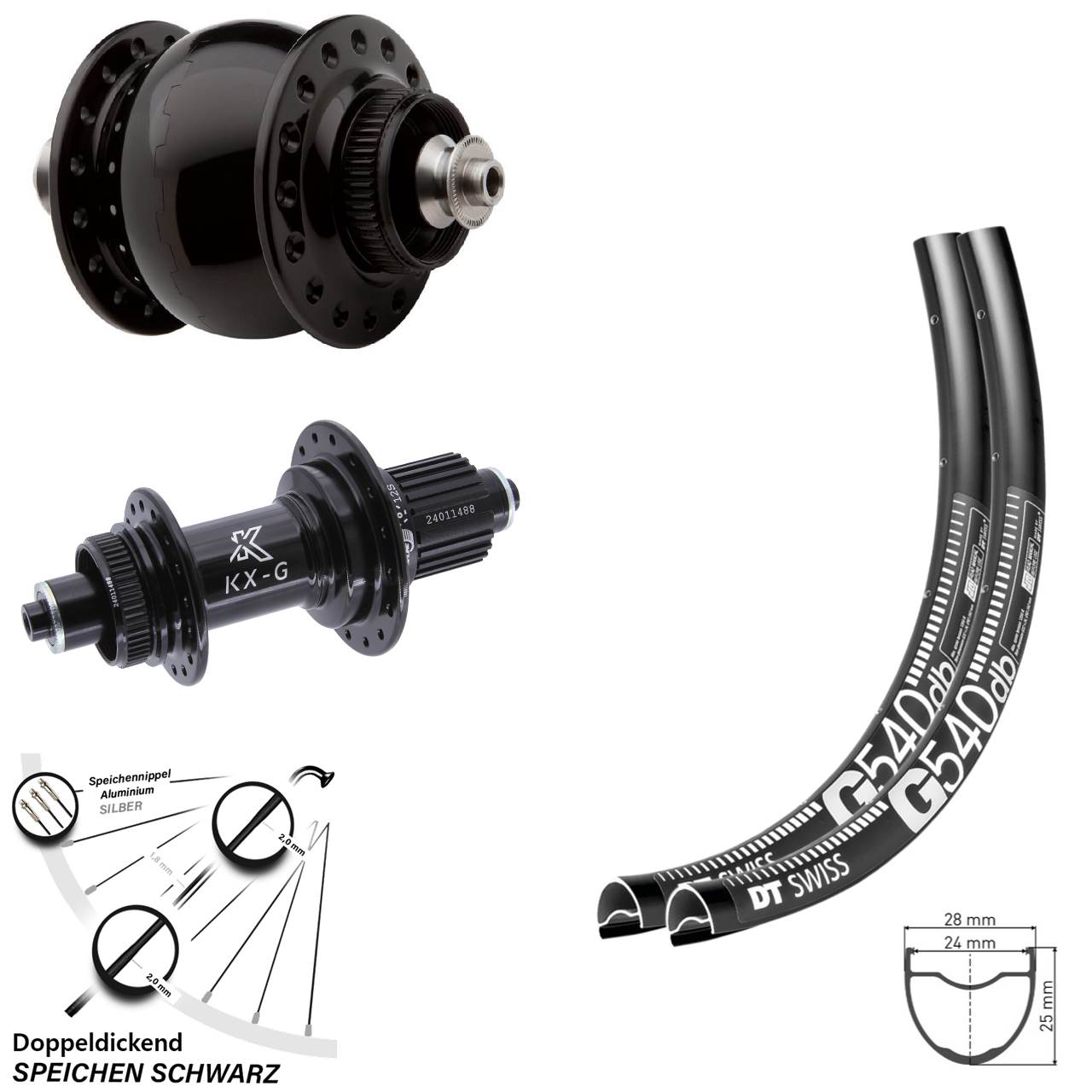 29 Zoll DT Swiss G540 KX-G SON 28 Disc Laufradsatz für Schnellspanner Shimano Micro Spline