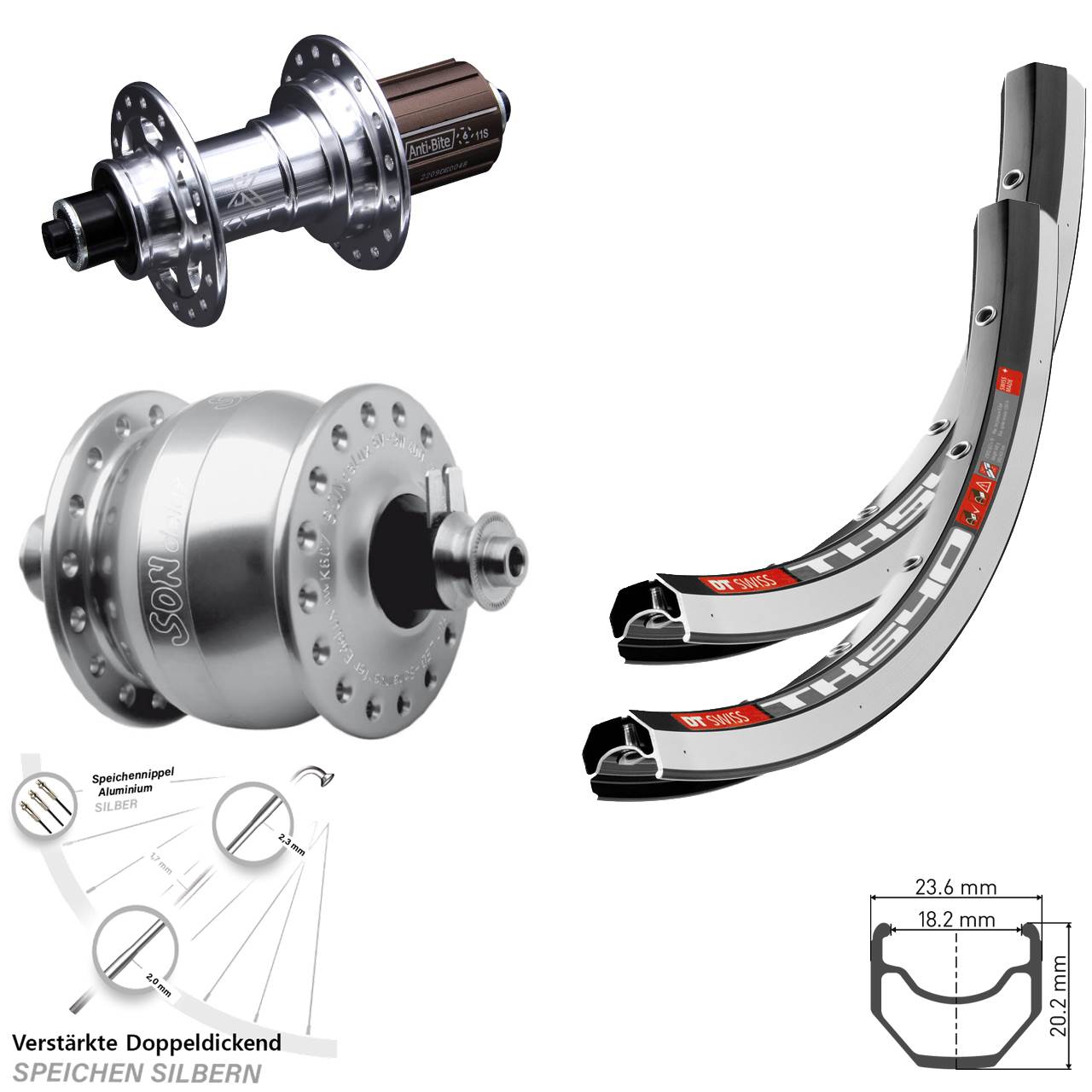 DT Swiss TK540 KX-T SON delux 28 Zoll Laufradsatz QR 8-12 fach