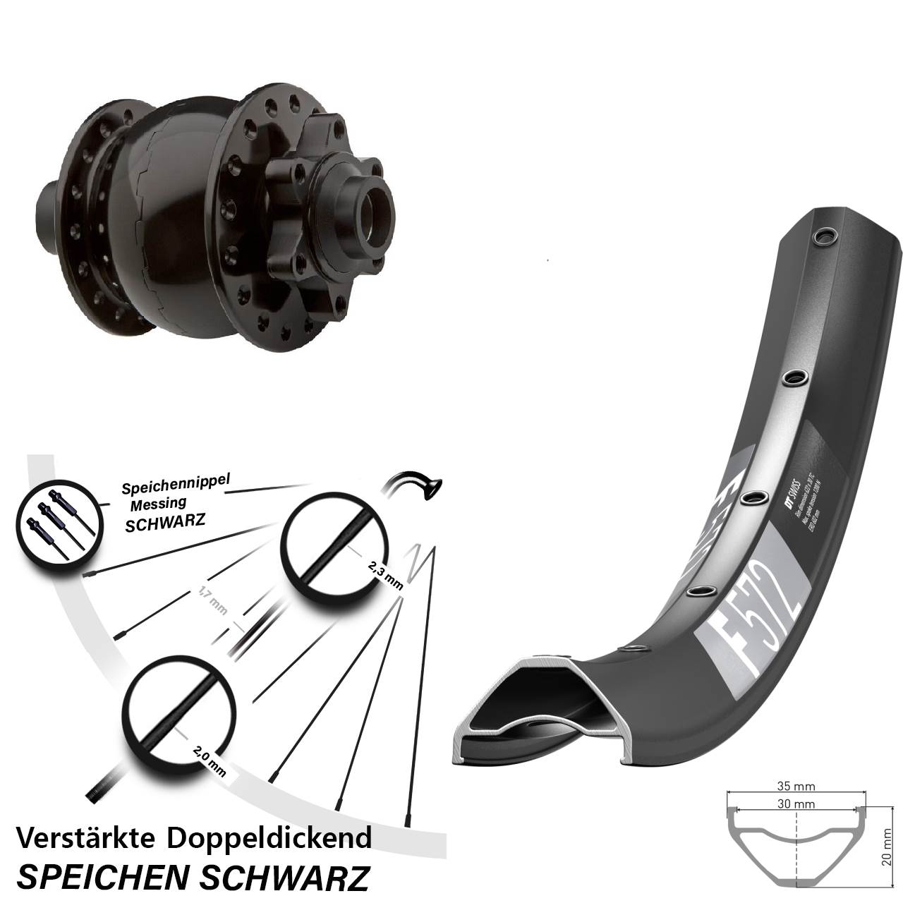 6-Loch Dynamo-Vorderrad 29 Zoll DT Swiss F572 SON 28 15x100