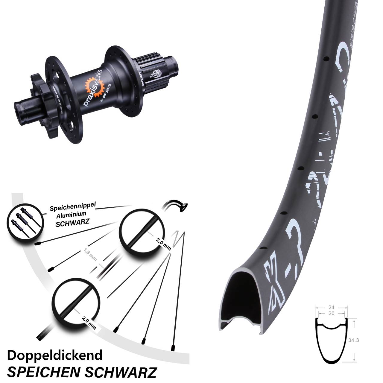 KX-R Road DT Swiss 350 28 Zoll 6-Loch Hinterrad 12x142 Micro Spline