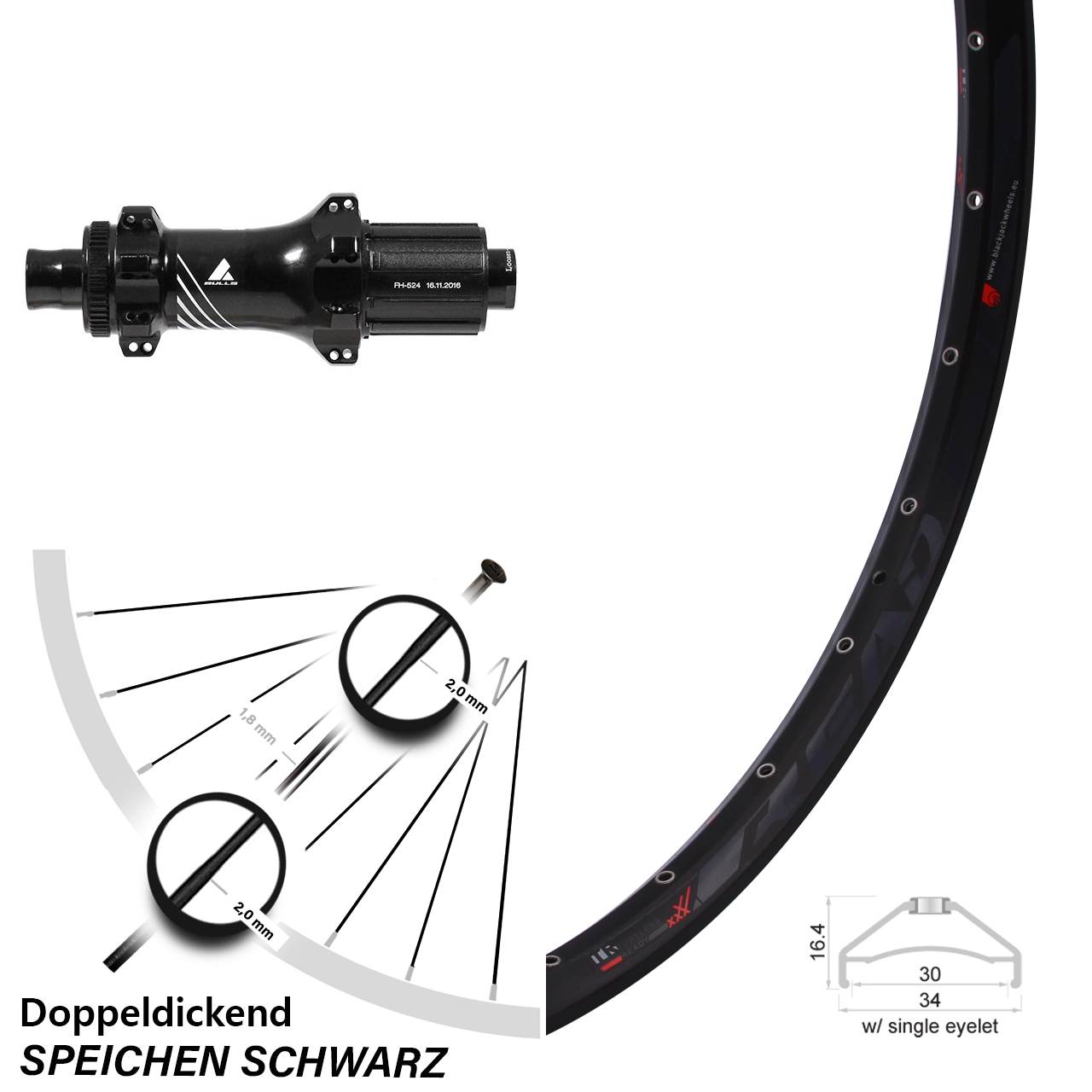 27,5 Zoll Rodi Ready 30 Hinterrad Formula TC-148A Boost 12x148 mm Straightpull 8-11 fach