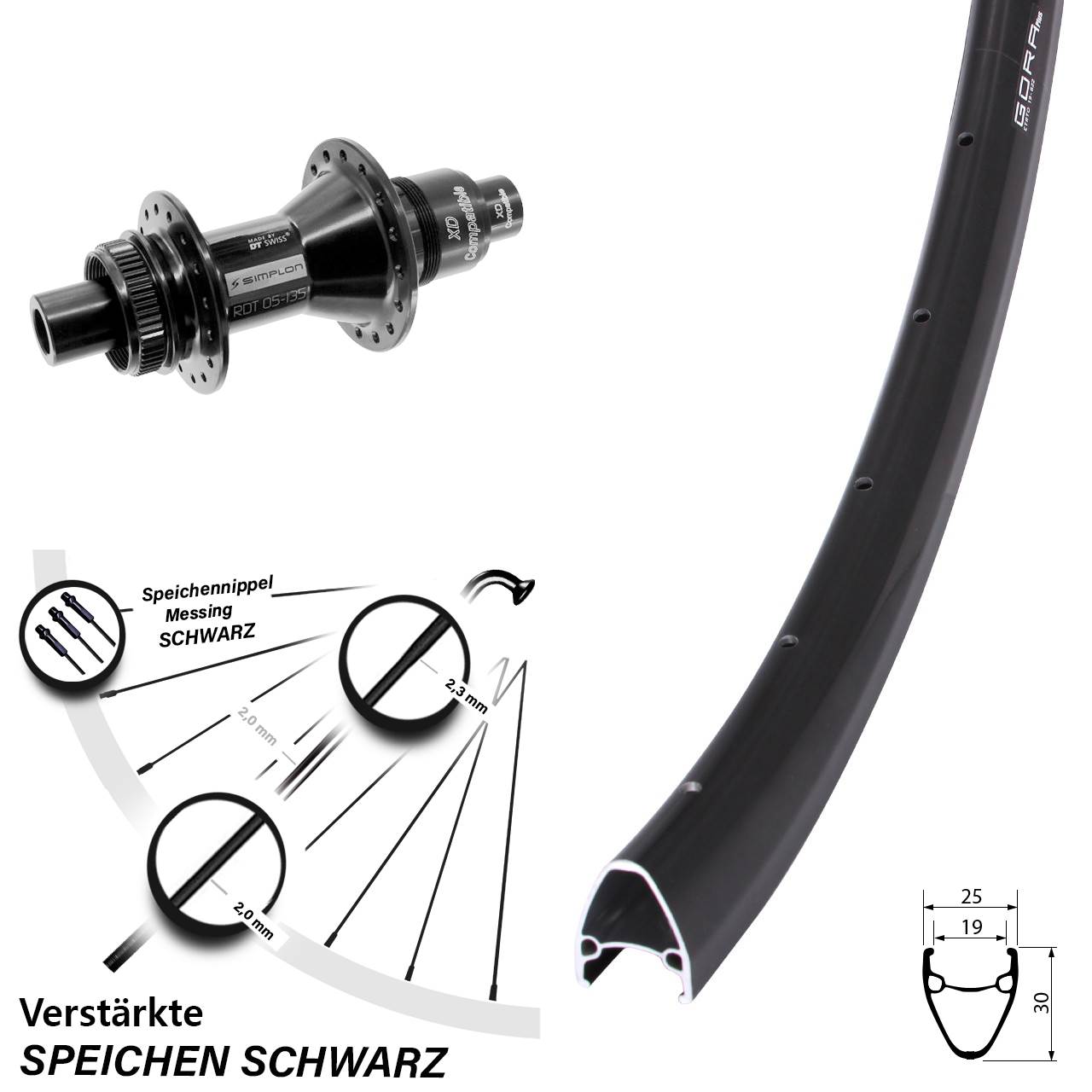 Gora Plus DT Swiss 370 28 Zoll Hinterrad Centerlock 12x142 XD 11-12 fach