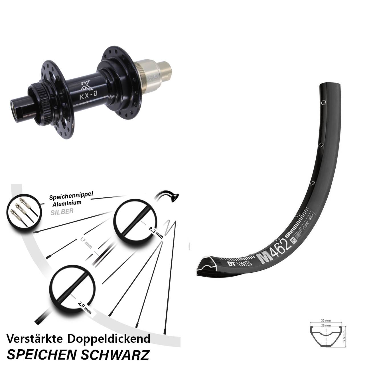 DT Swiss M462 KX-B Boost 29 Zoll Hinterrad 12x148 XD 11-12 fach