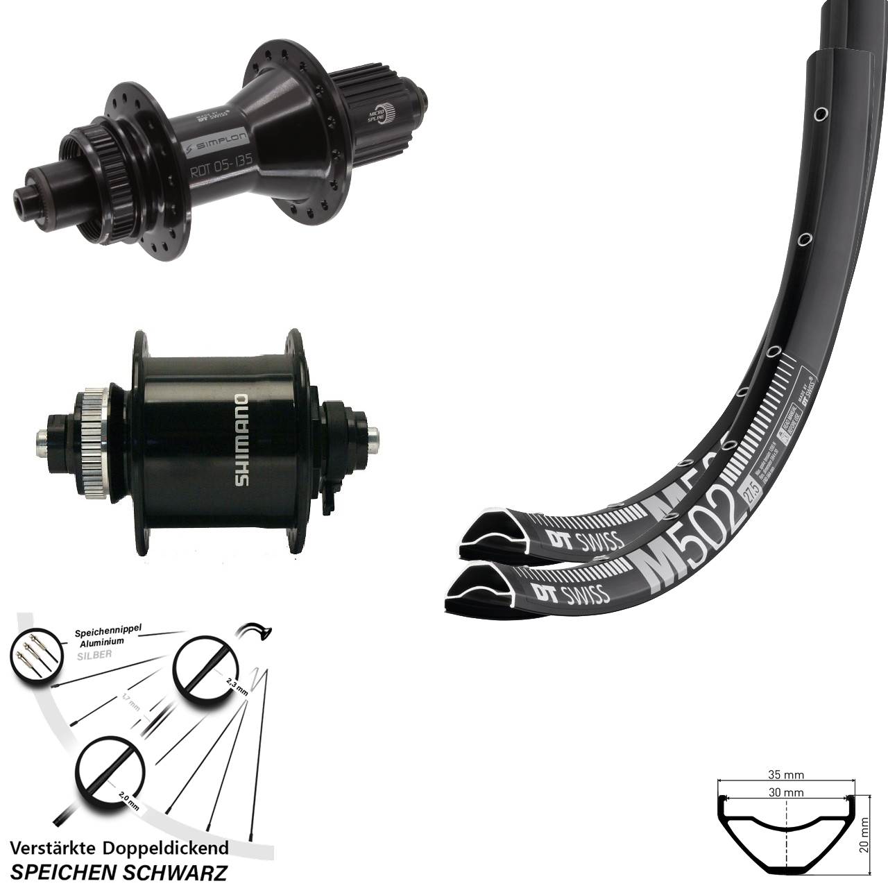 DT Swiss M502-370 Hybrid Shimano UR700 Laufradsatz 29 Zoll Micro Spline