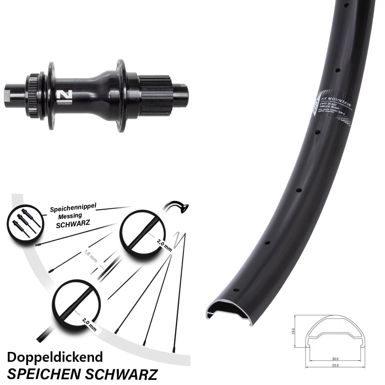Disc Hinterrad 12x142 29 Zoll KX Mountain TR Novatec D792 Shimano Micro Spline