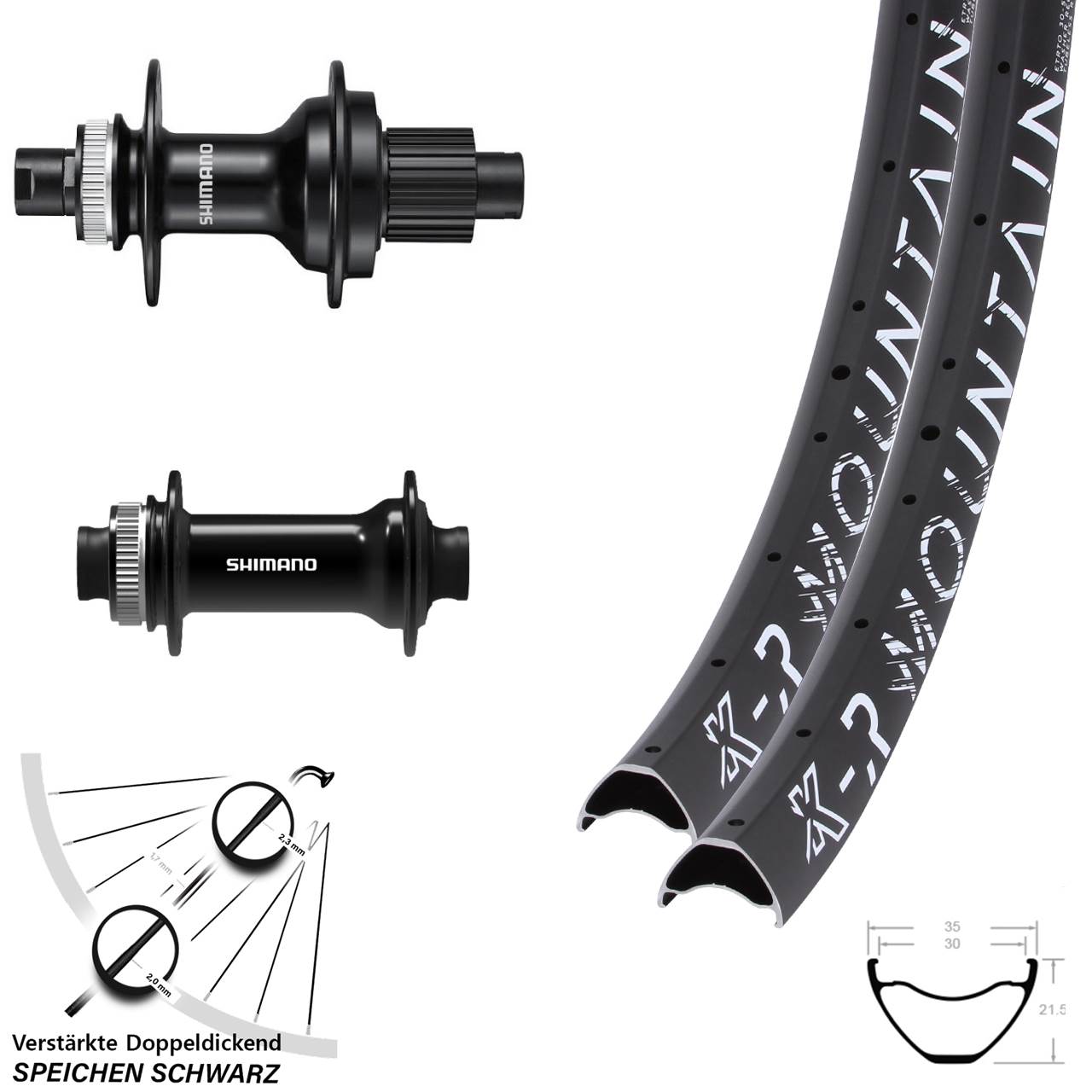 Disc Laufradsatz 29 Zoll KX-R Mountain Shimano FH-MT510 HB-TC500 Micro Spline 15x100 12x142