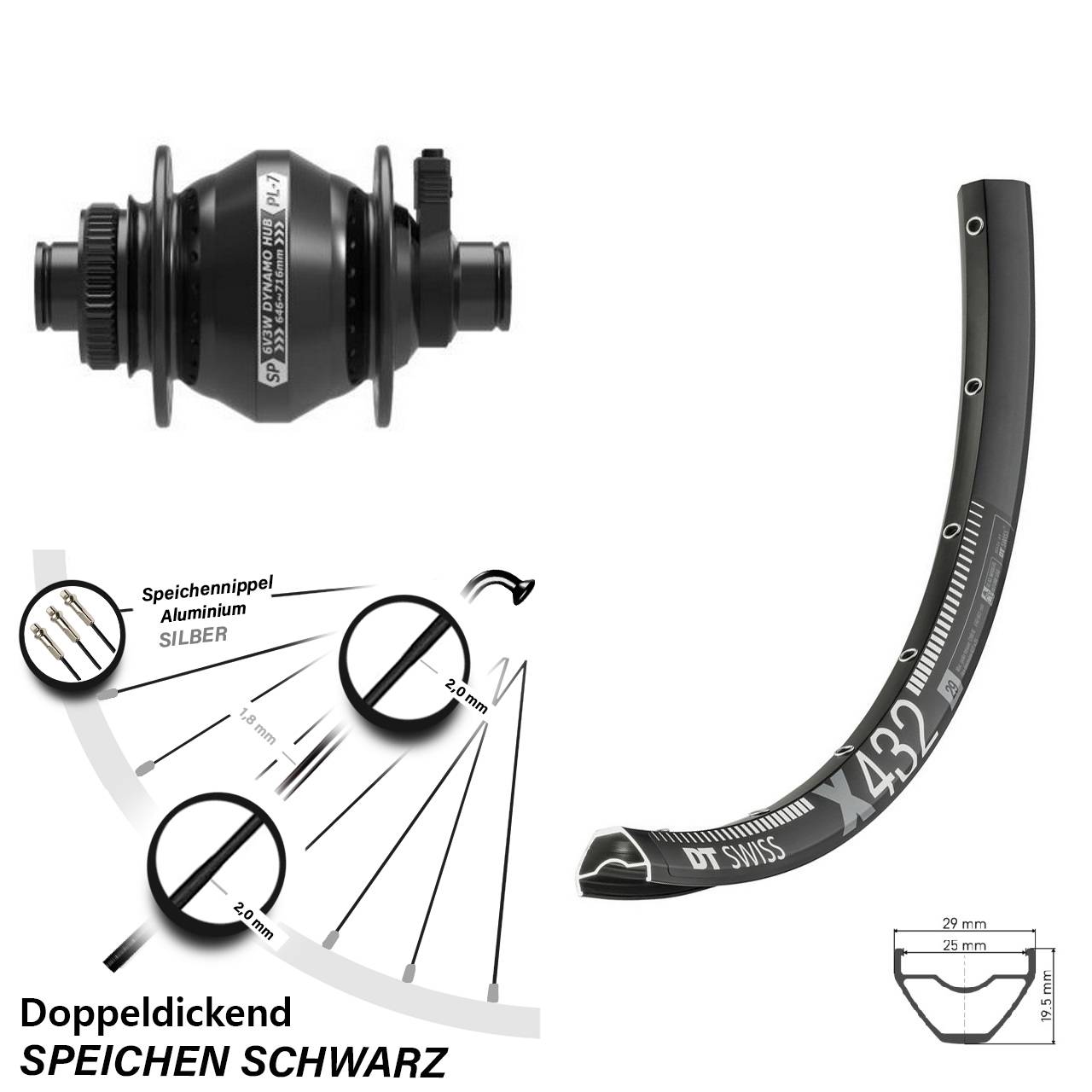 Vorderrad 28-29 Zoll DT Swiss X432 Shutter PL-7 12x100 Centerlock