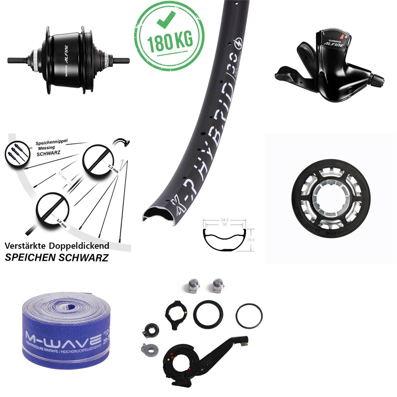 29 Zoll Hinterrad Shimano Alfine 8 Gang Centerlock KX-R Hybrid 30