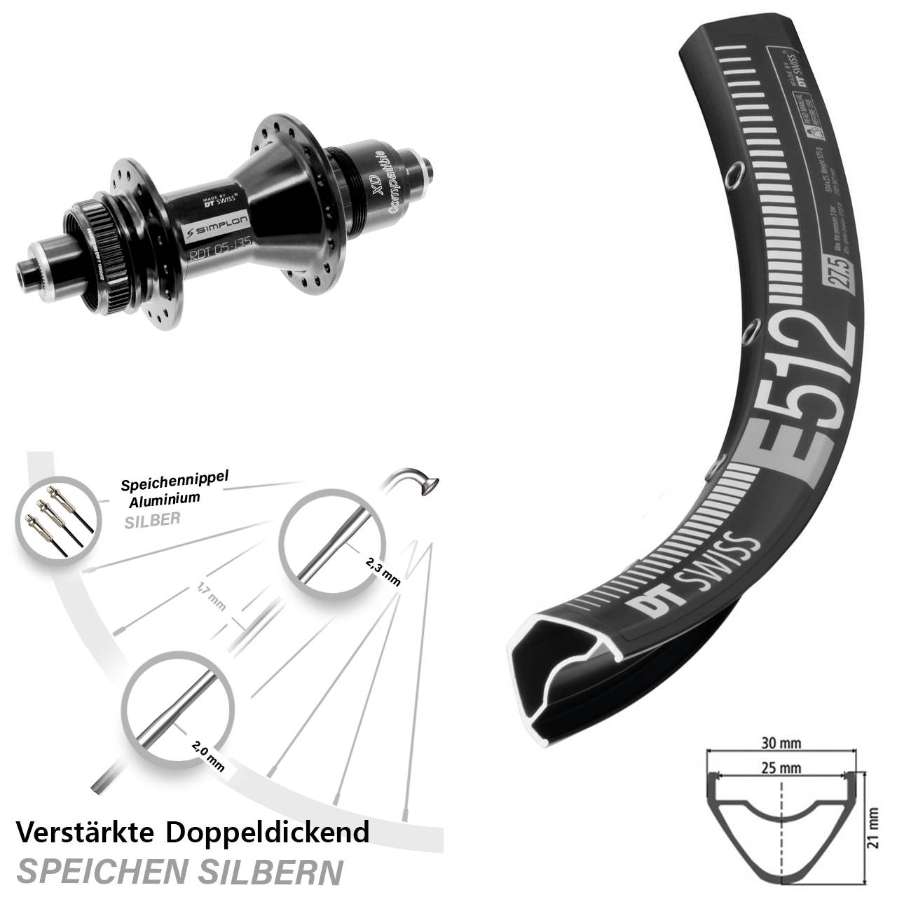 Centerlock Hinterrad QR 29 Zoll DT Swiss E 512-370 XD