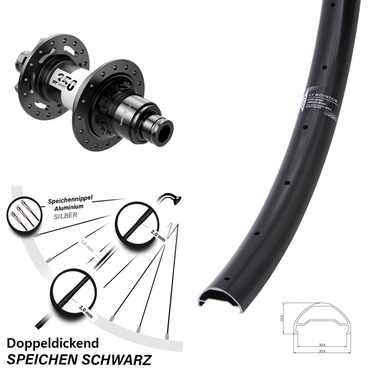 Disc Hinterrad 12x148 29 Zoll KX Mountain DT Swiss 350 DEG72 XD 11-12 fach