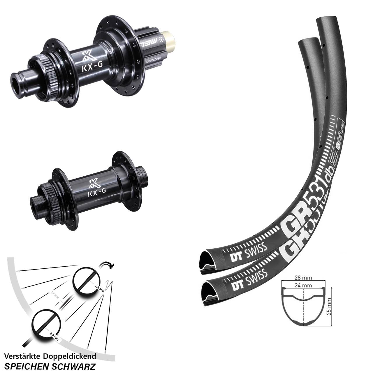 Laufradsatz 27,5 Zoll DT Swiss GR531 KX-G Gravel Campagnolo N3W 12x100/142
