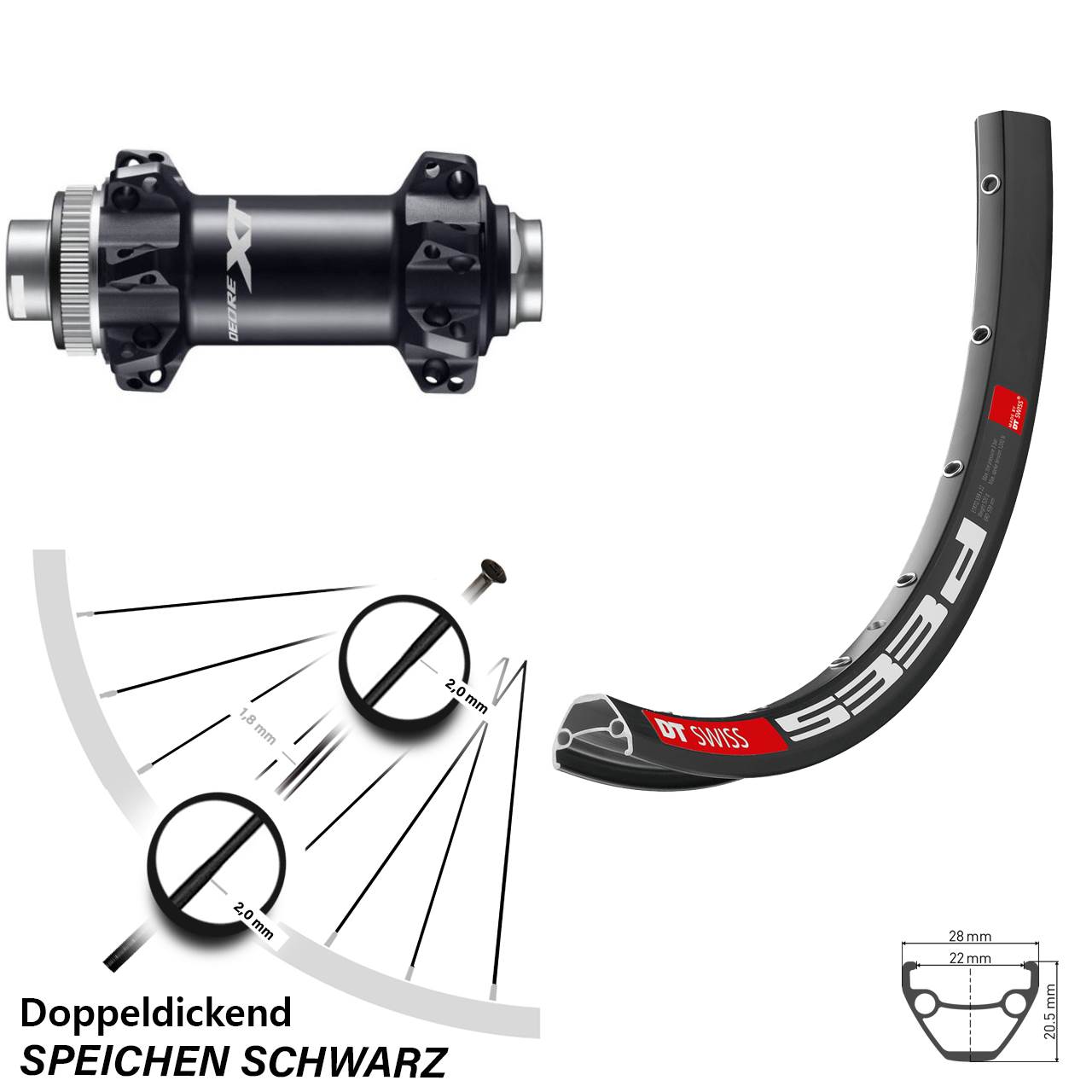 Shimano Deore XT HB-M8110 Boost Straightpull DT Swiss E533 D Laufrad 29 Zoll