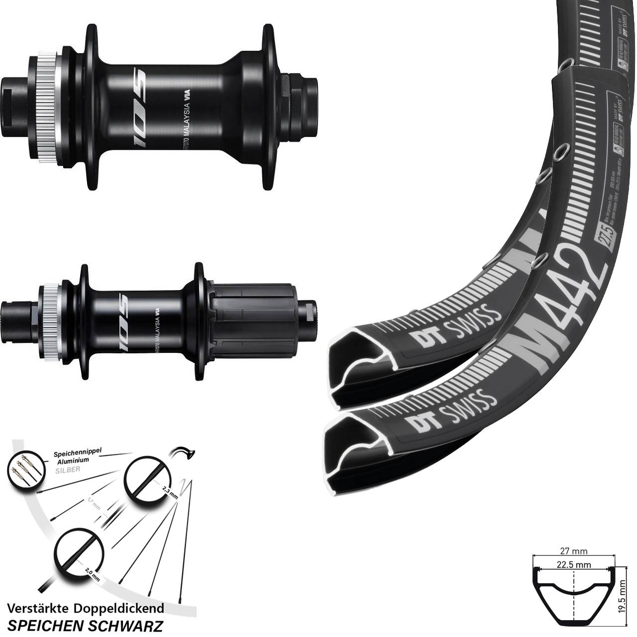 DT Swiss M 442 Shimano 105 28-29 Zoll Laufradsatz Centerlock 12x100/142 8-12 fach HG