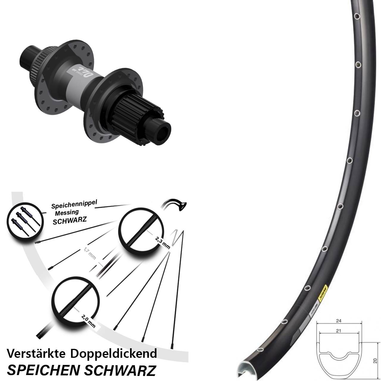 Disc Laufrad 28 Zoll Mavic XC 621 DT Swiss 370 Shimano Micro Spline 12x142