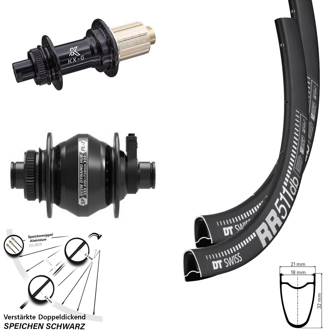 Disc Laufradsatz 28 Zoll DT Swiss RR 511 KX-G Shutter Precision PL-7 8-12 fach 12x100/142