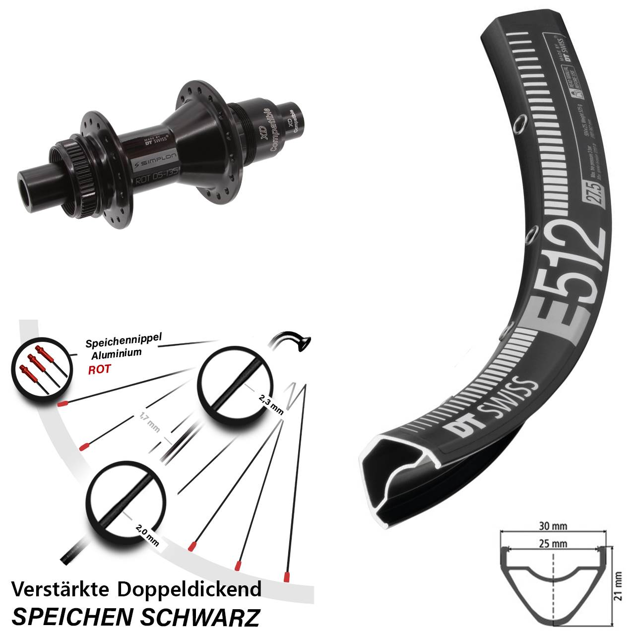 DT Swiss E 512 DT Swiss 370 650B Centerlock Hinterrad 12x142 XD 11-12 fach