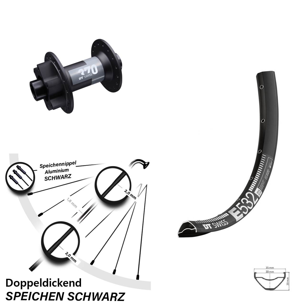 Disc Vorderrad 27,5 Zoll DT Swiss E532 370 15x100