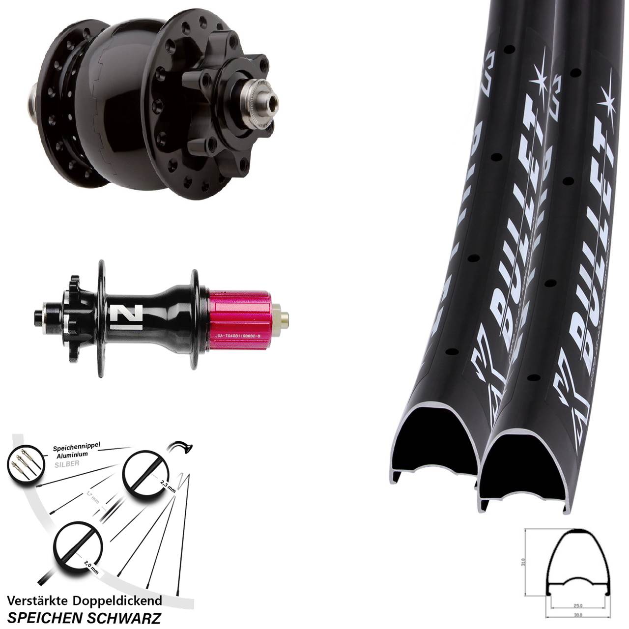 6-Loch Laufradsatz KX Bullet Novatec Superlight SON 28 Zoll 8-12 fach HG 100/135 QR