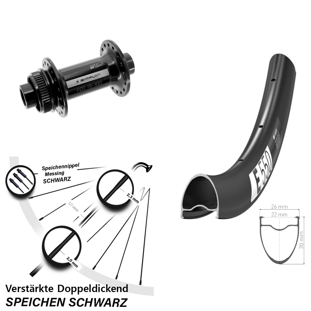 Vorderrad Centerlock 28 Zoll DT Swiss E550-370 12x100