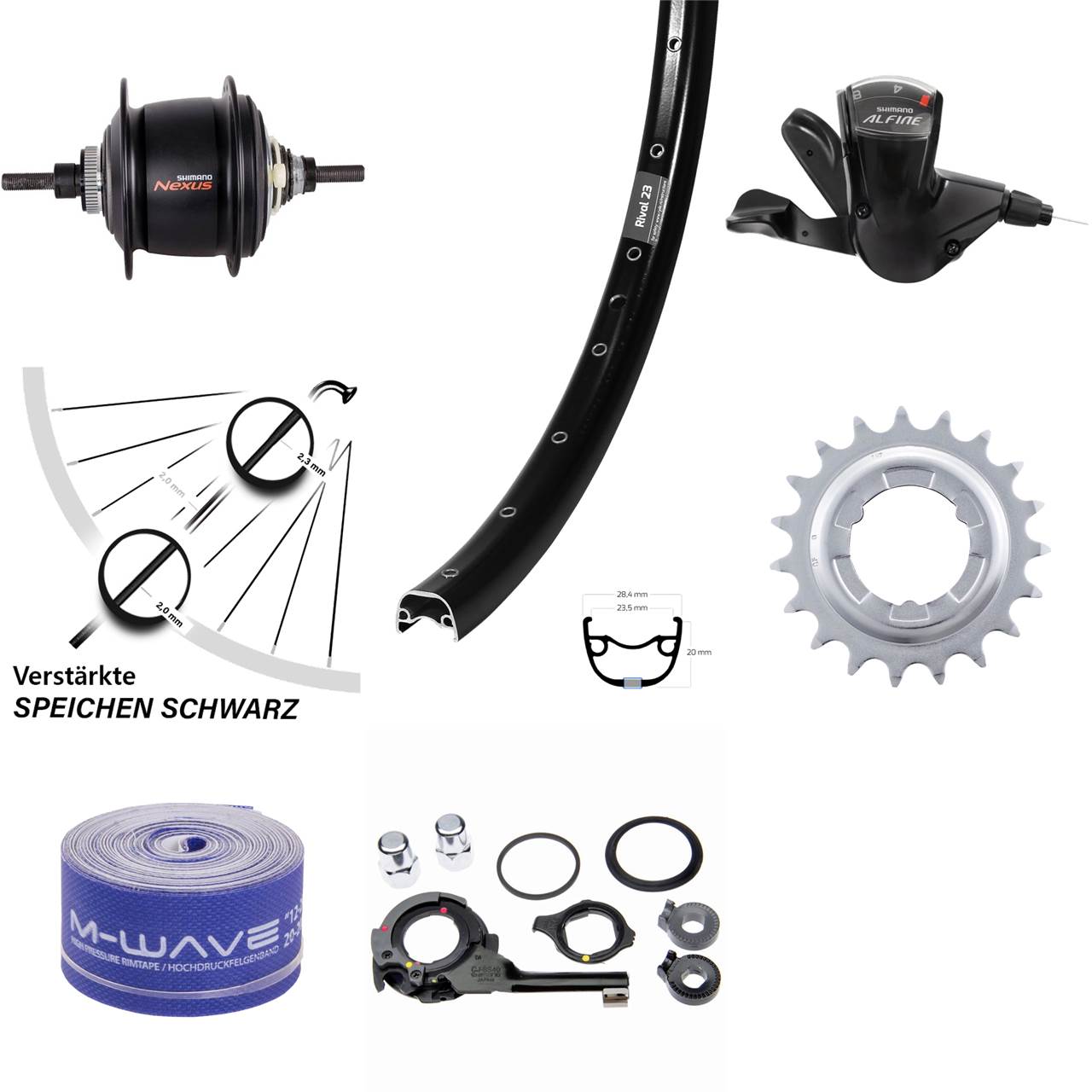 27,5 Zoll Hinterrad Ryde Rival 23 8-Gang Centerlock