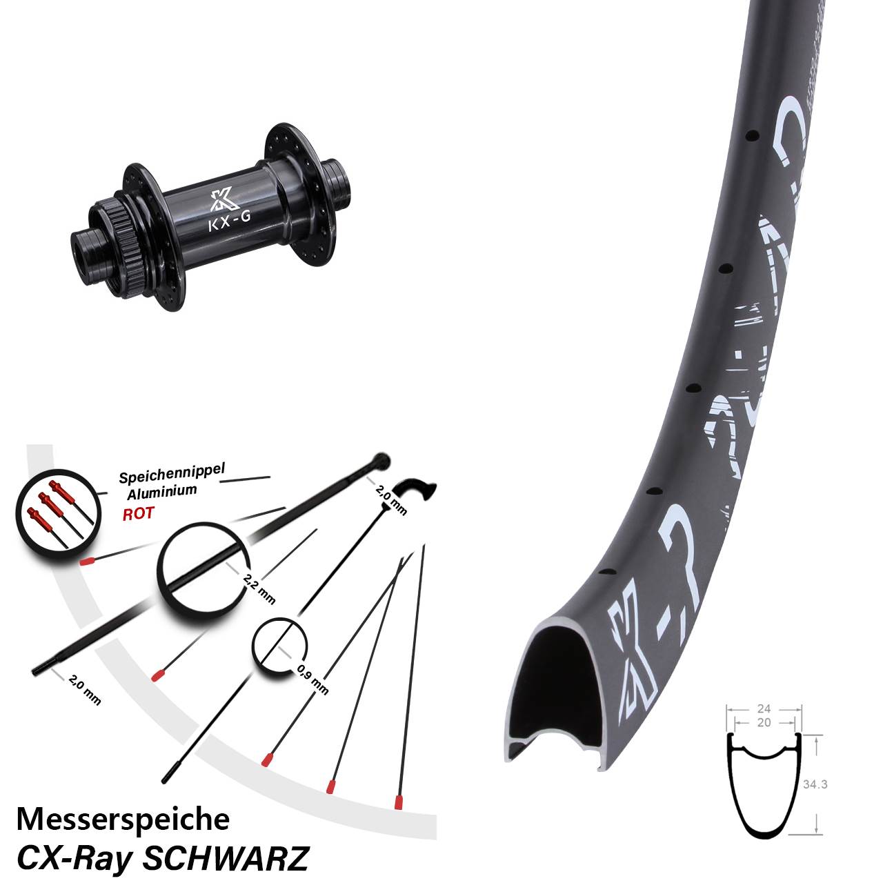 29 Zoll KX-R Road Messerspeiche Gravel Disc Laufrad 12x100 CX-Ray